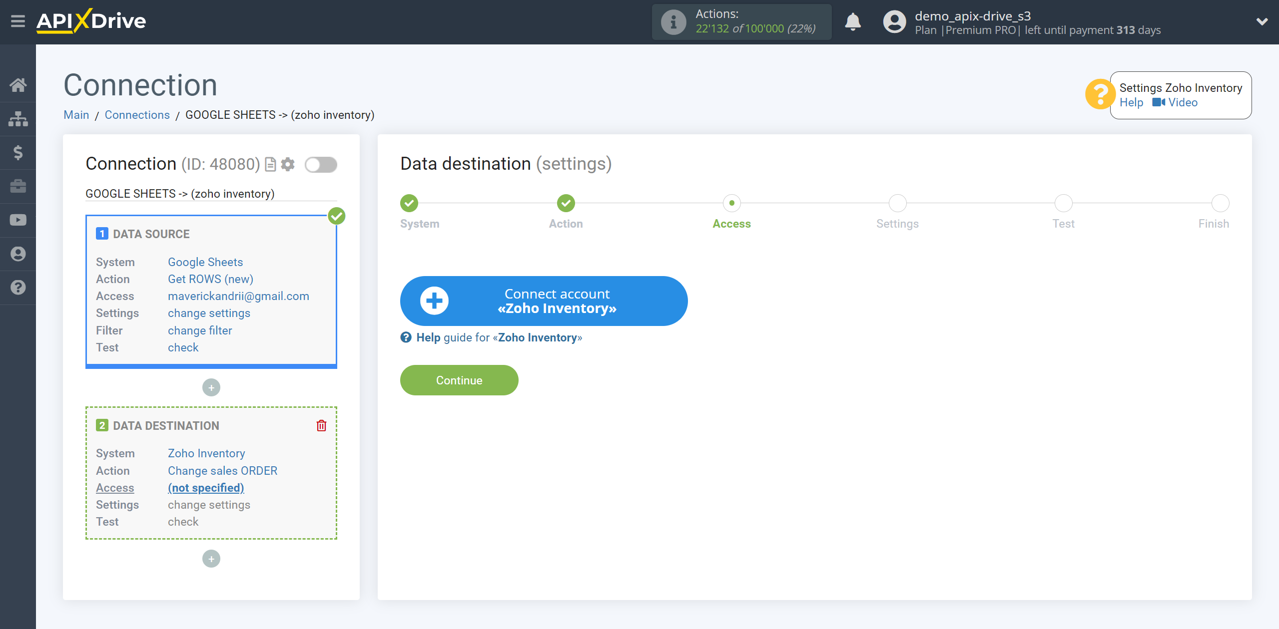 How to setup Zoho Inventory Change sales Order / Create sales Order | Account connection