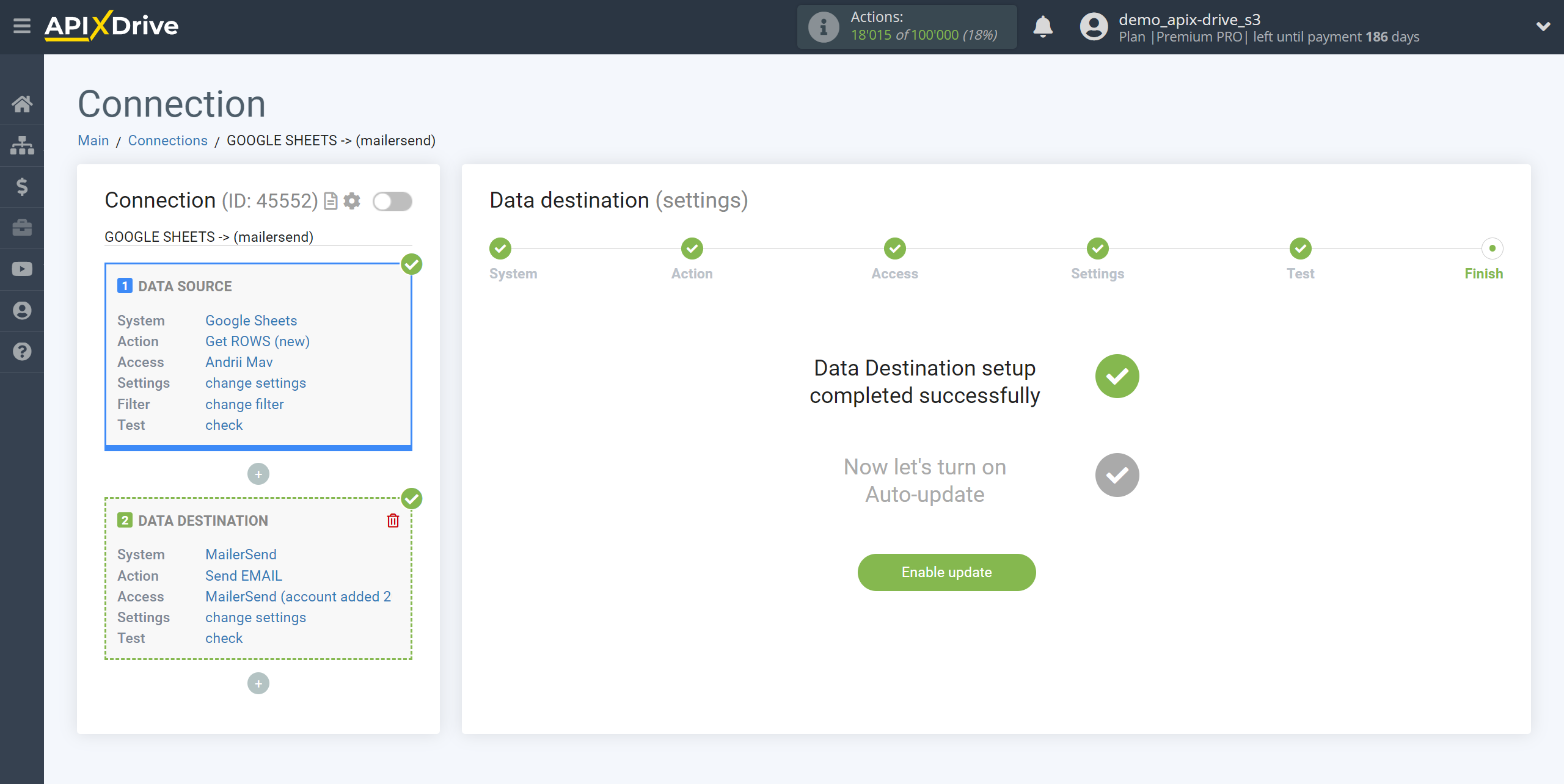 How to Connect MailerSend as Data Destination | Enable auto-update