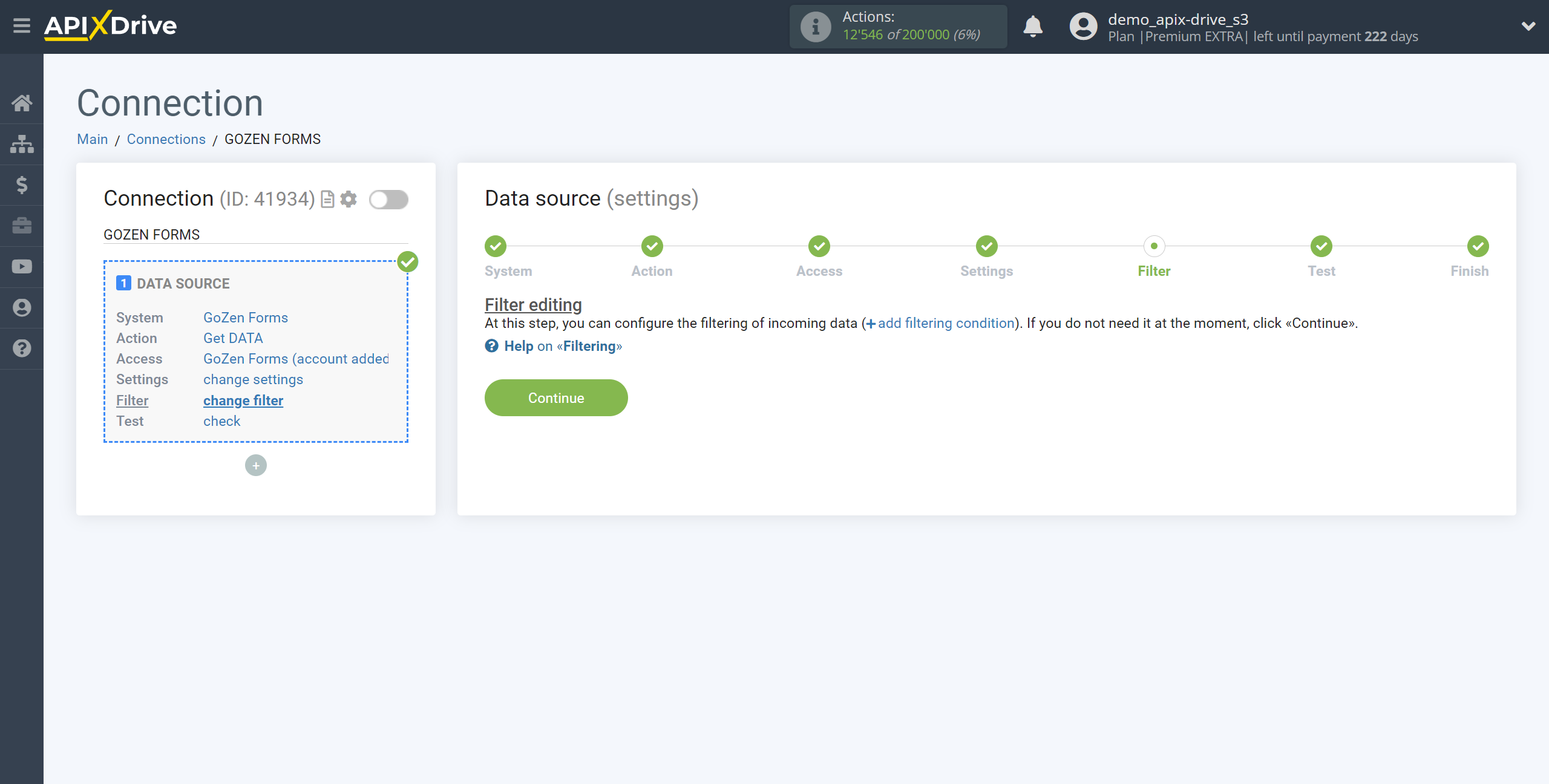 How to Connect GoZen Forms as Data Source | Data Filter