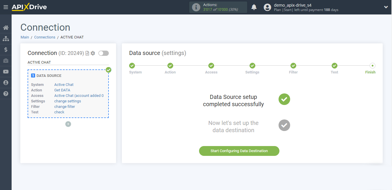 How to Connect Active Chat as Data Source | Go to the setup Data Destination