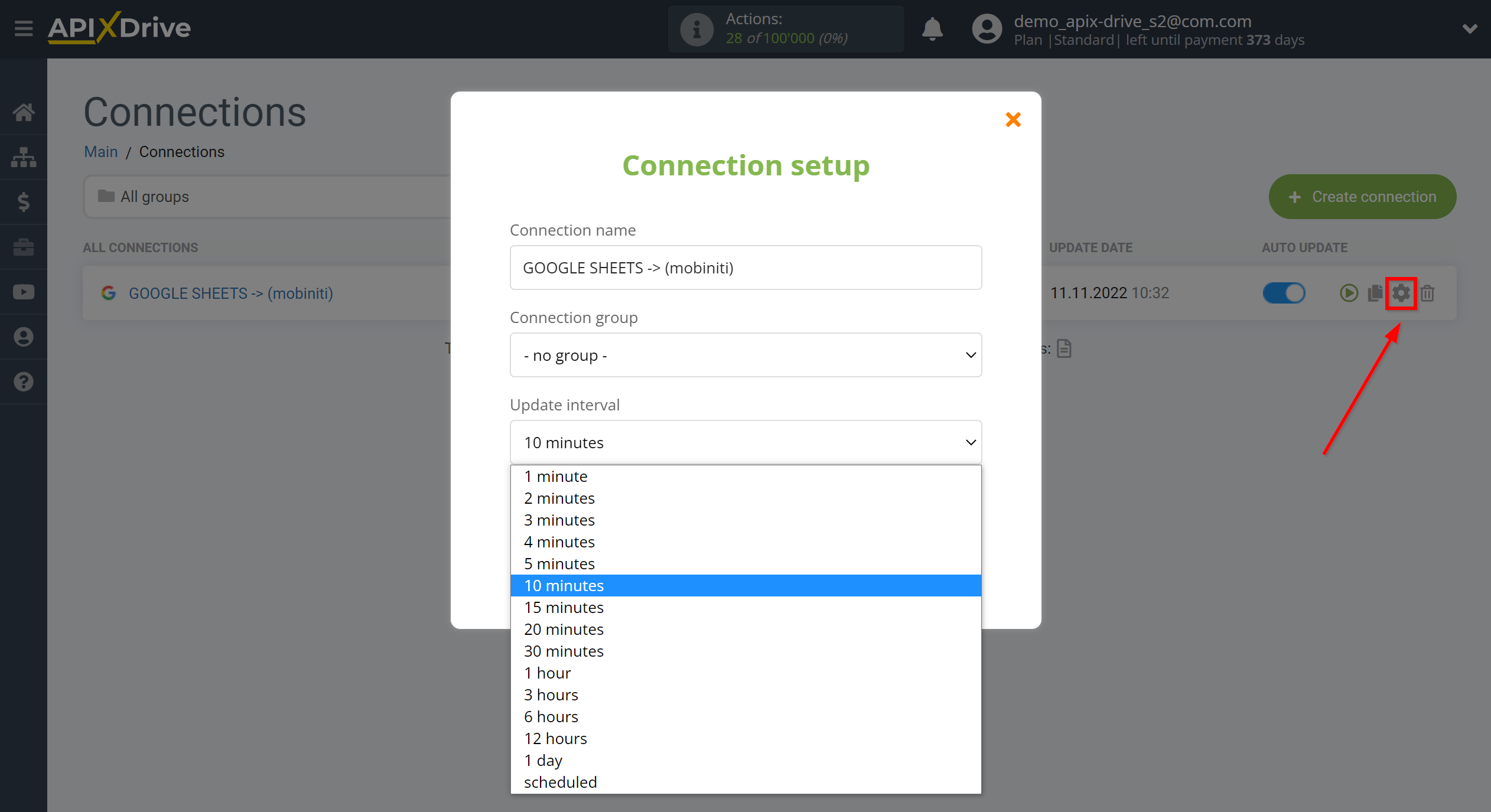 How to Connect Mobiniti  as Data Destination | Update interval