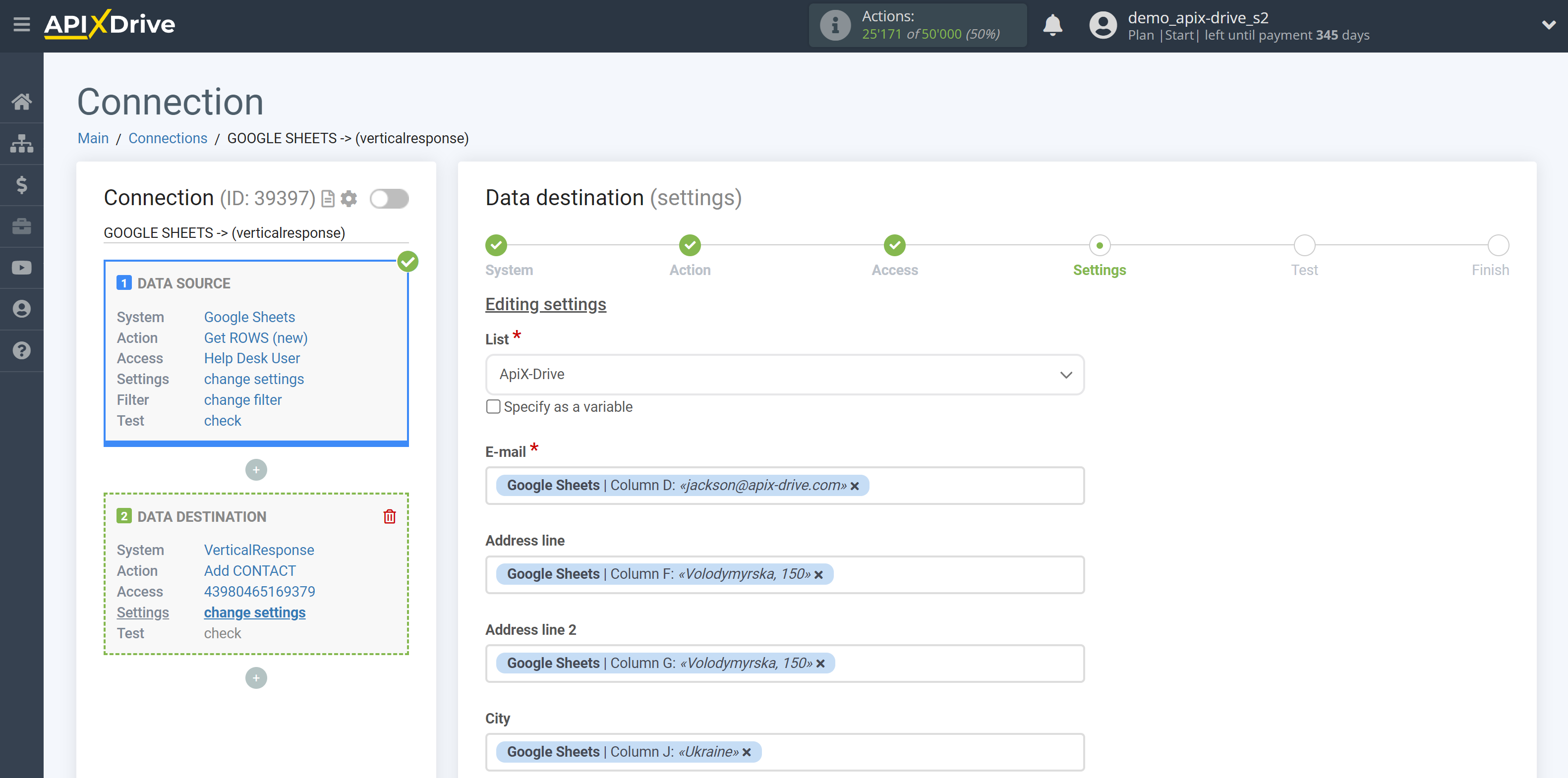 How to Connect VerticalResponse as Data Destination | Assigning Fields