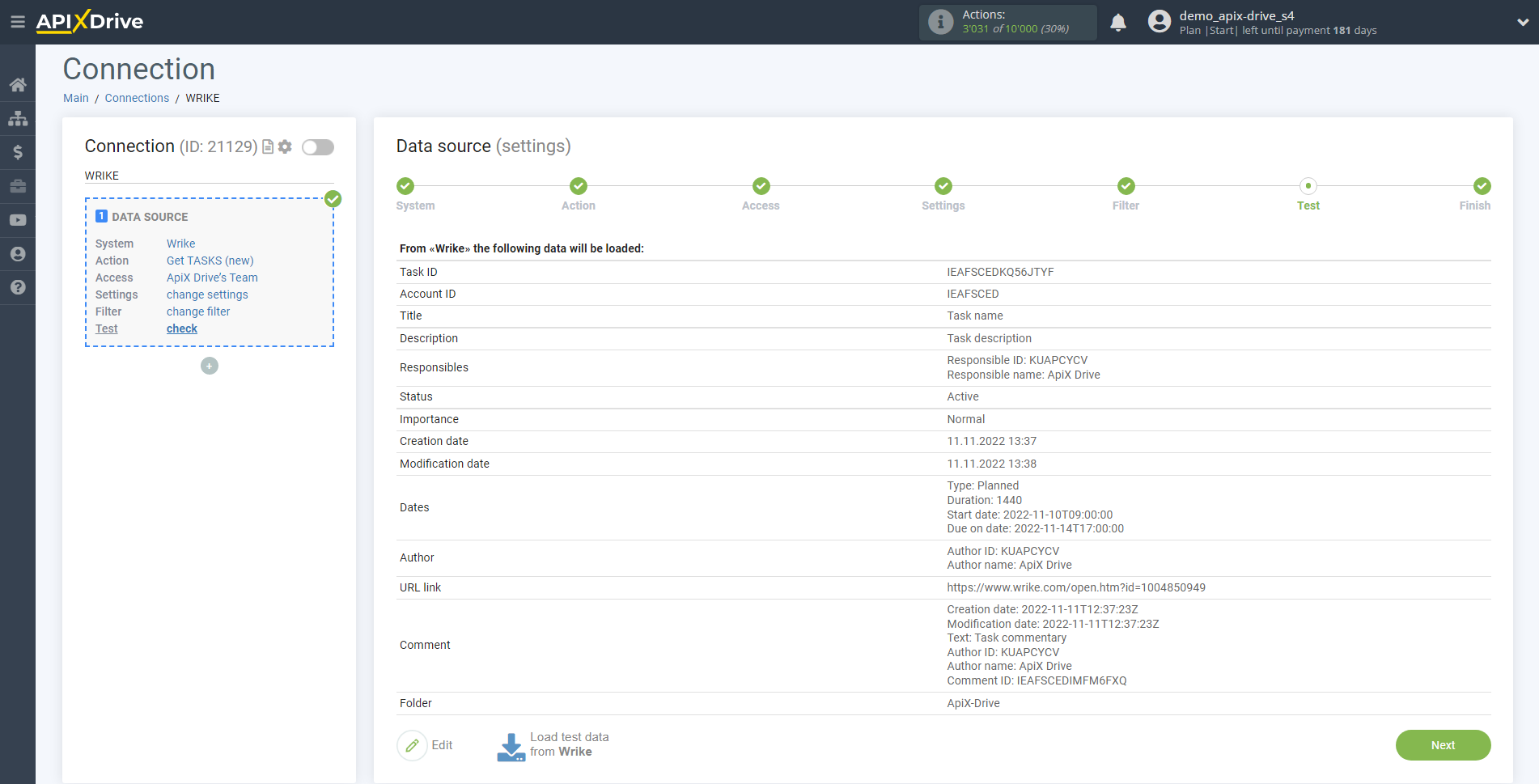 How to Connect Wrike as Data Source | Data Test