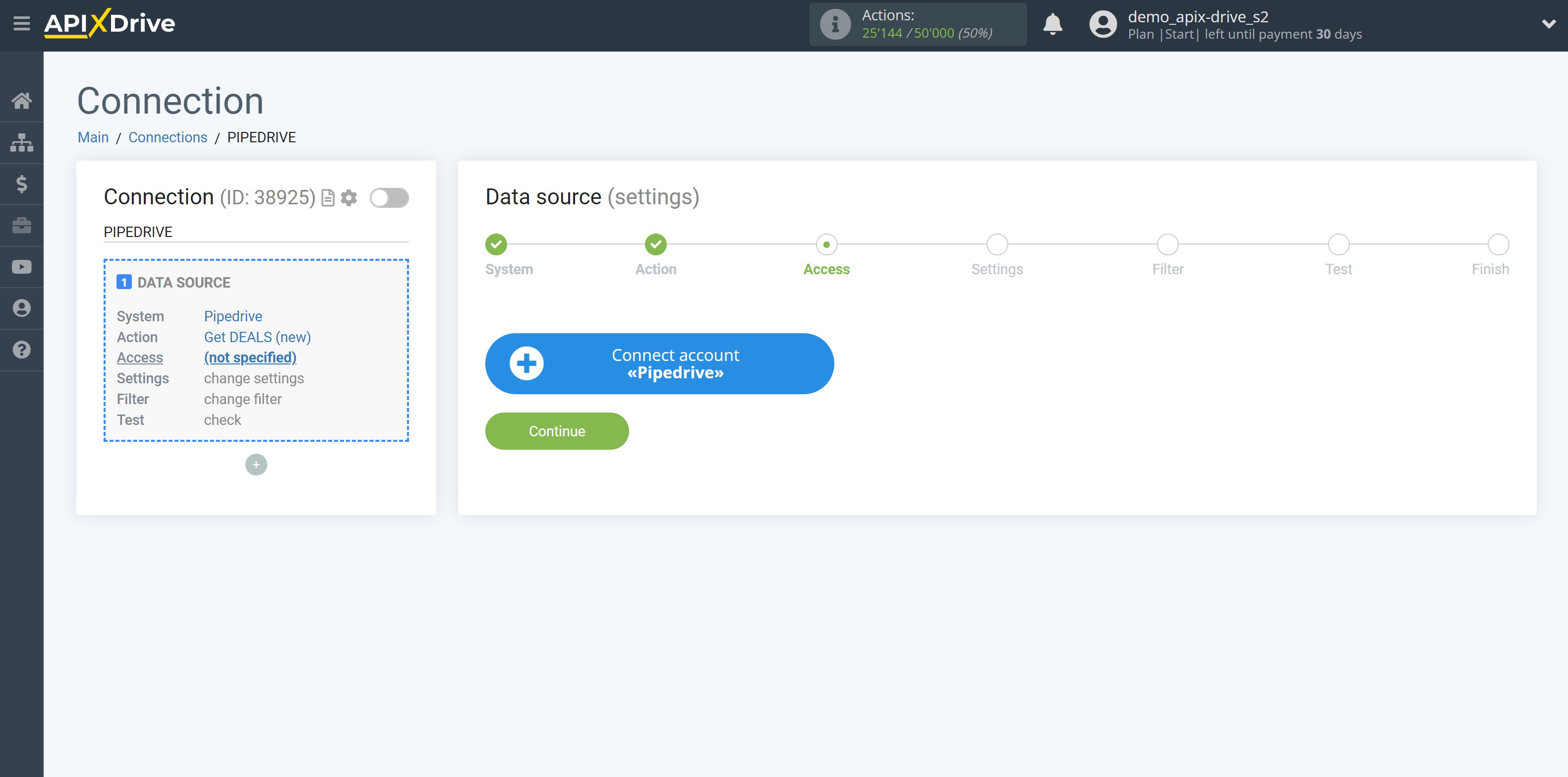 How to Connect Pipedrive as Data Source  | Account connection