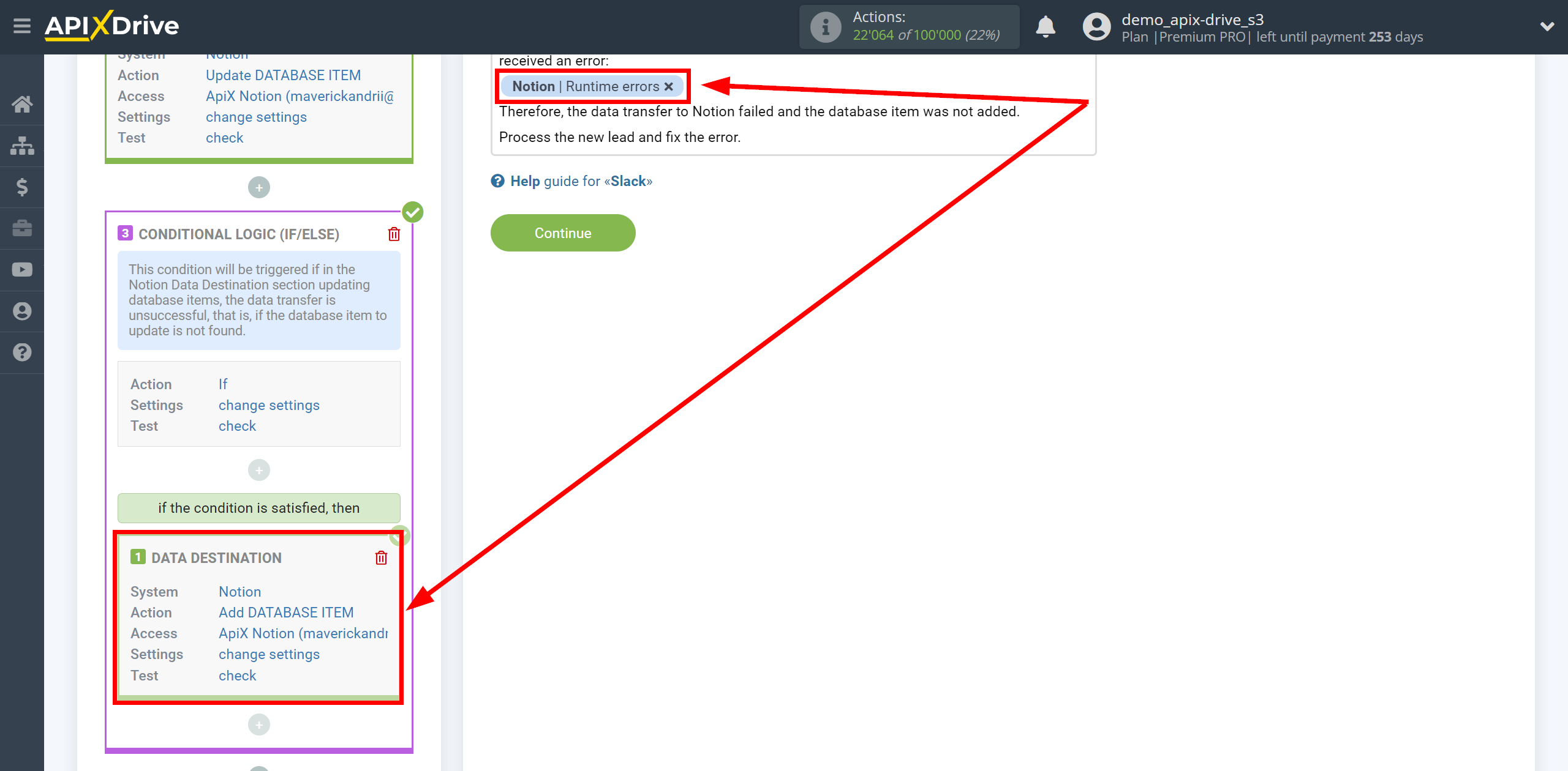 How to setup Notion Update Database Item / Add Database Item | Adding fields with errors