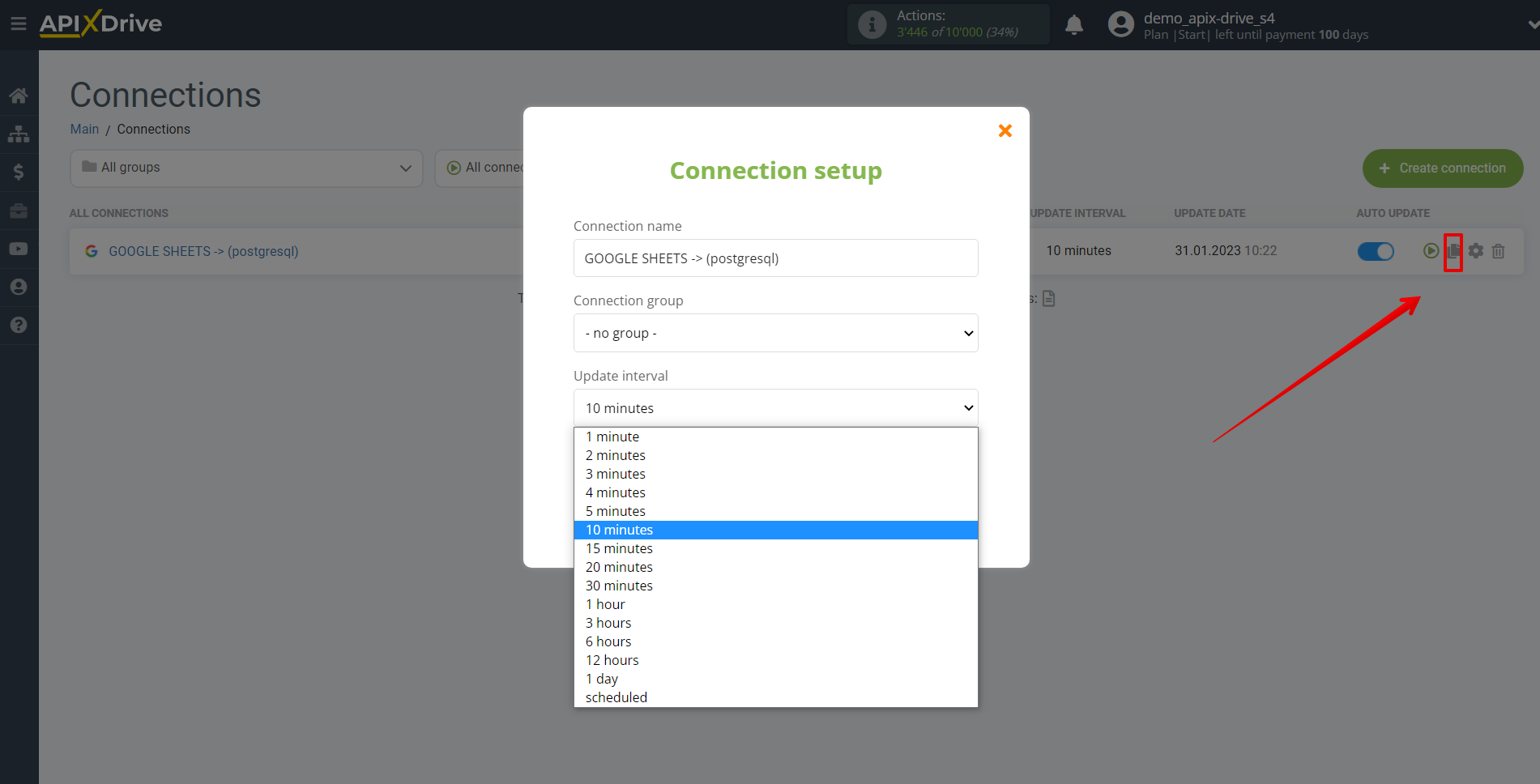 How to Connect PostgreSQL as Data Destination | Update interval