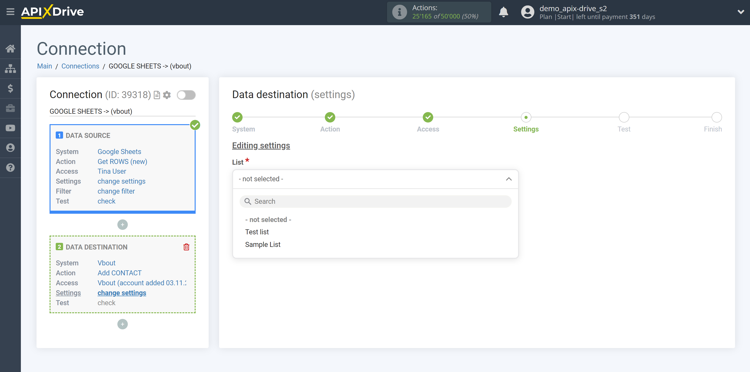 How to Connect Vbout as Data Destination | Choice list