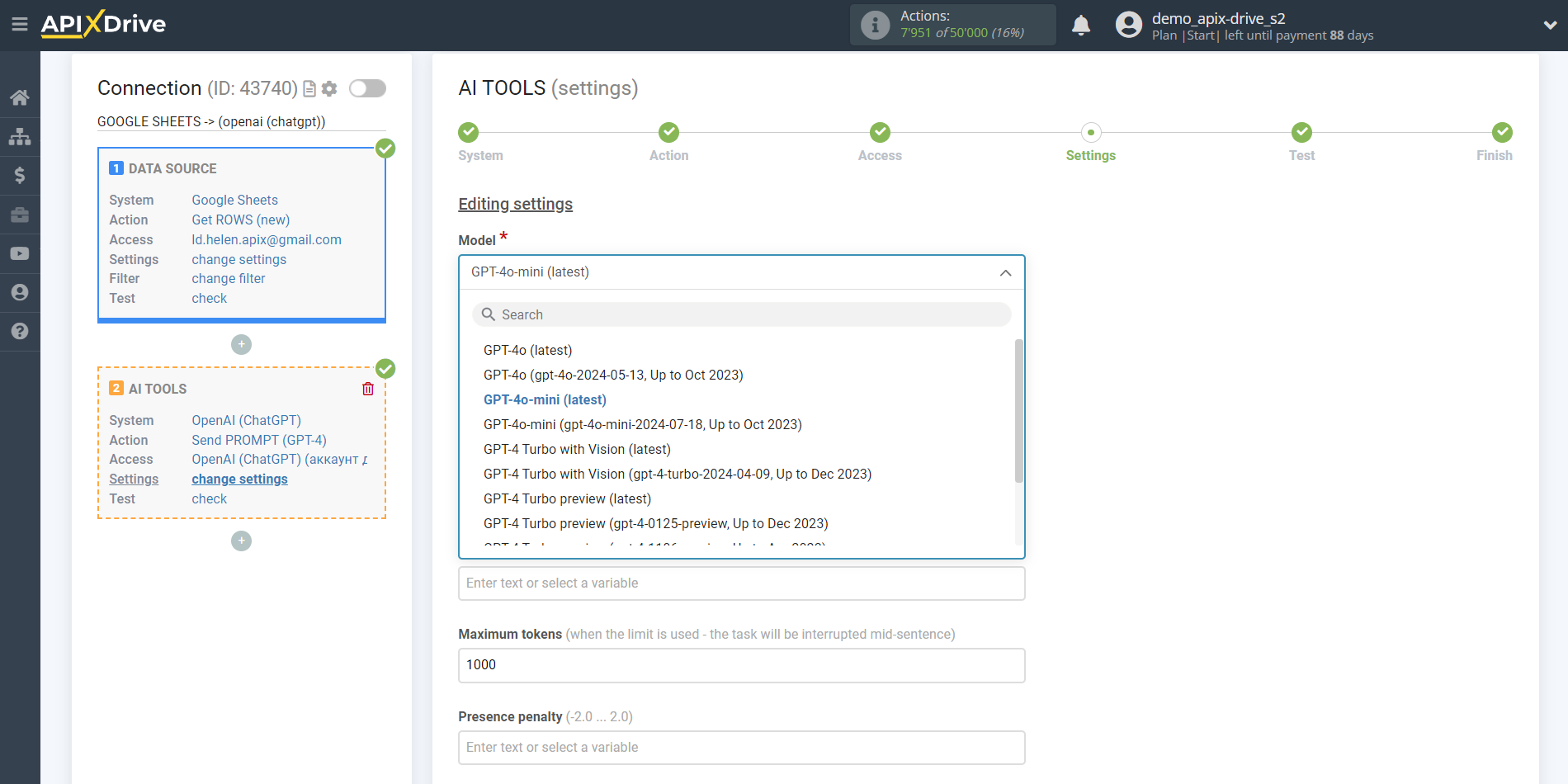 Setting up OpenAI (ChatGPT) in Google Sheets | Assigning fields GPT-4o-mini