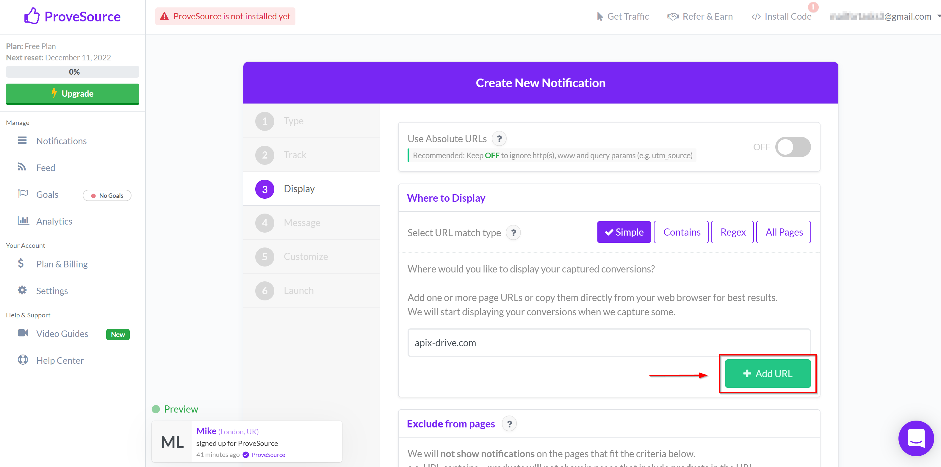 How to Connect ProveSource as Data Destination |&nbsp;Generate URL for sending data