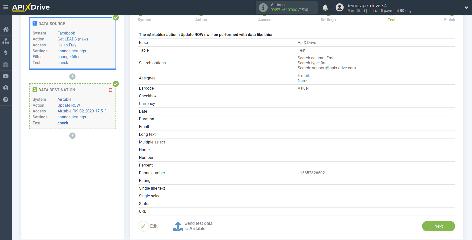 How to Connect AirTable as Data Destination | Test data