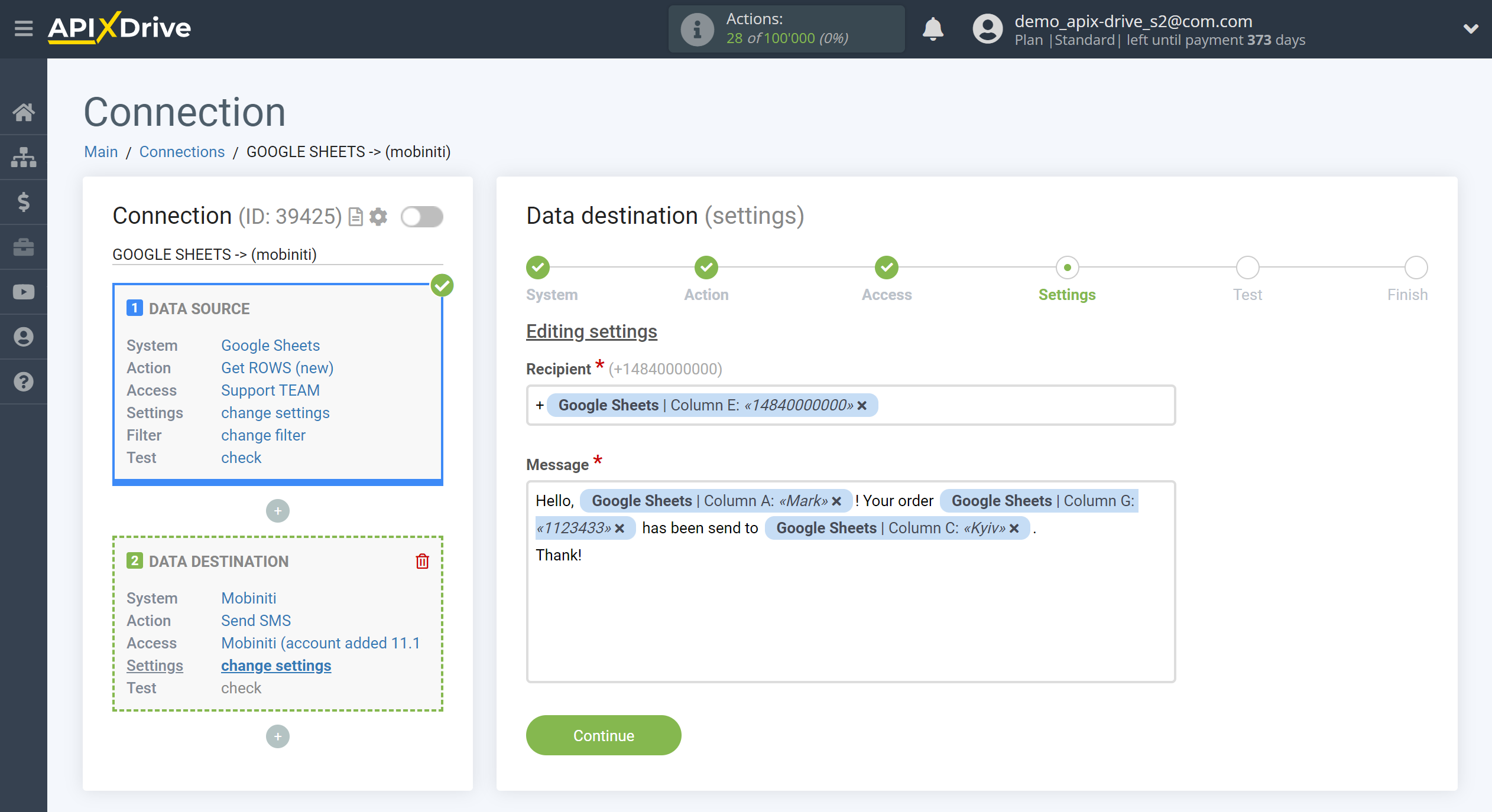 How to Connect Mobiniti  as Data Destination | Assigning fields