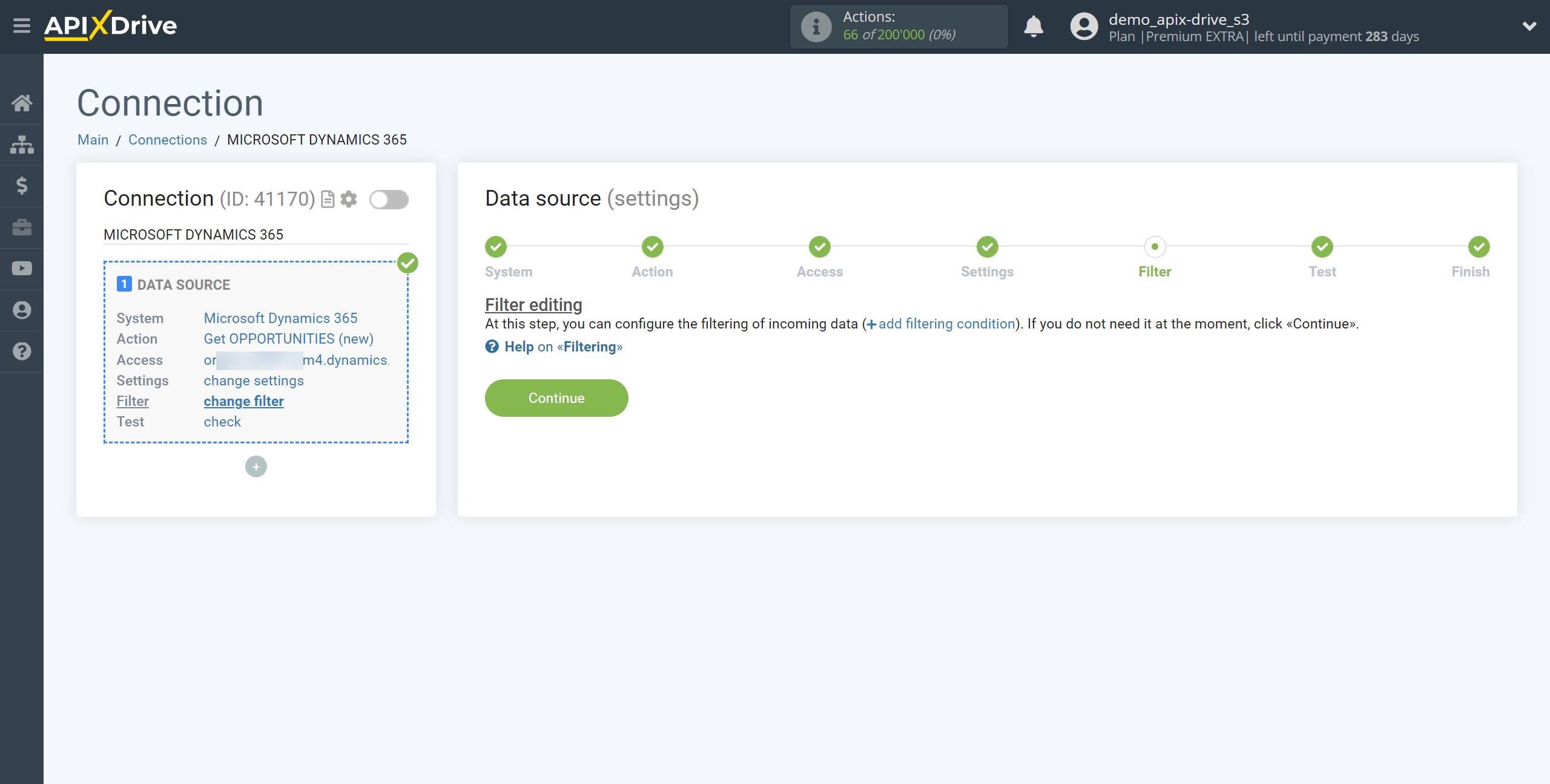 How to Connect Microsoft Dynamics 365 as Data Source | Data filter