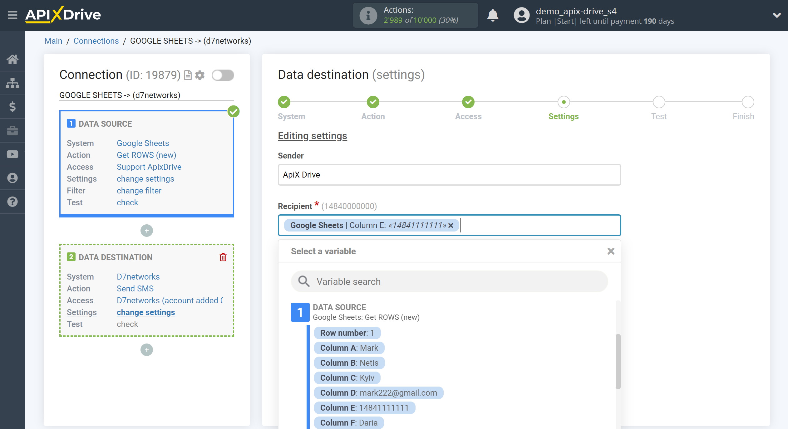 How to Connect D7 Networks as Data Destination | Assigning fields