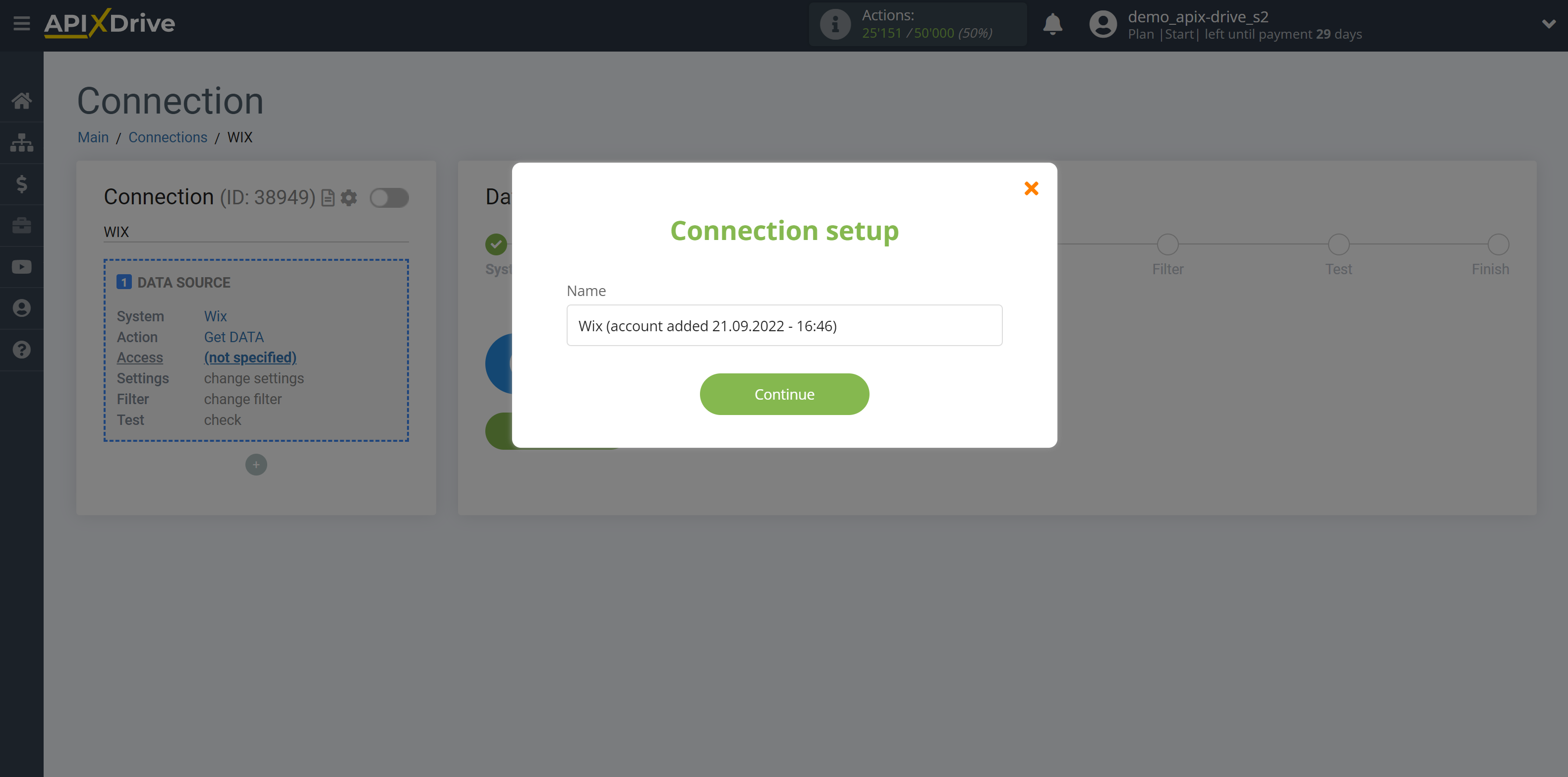 How to Connect Wix as Data Source | Connection setup