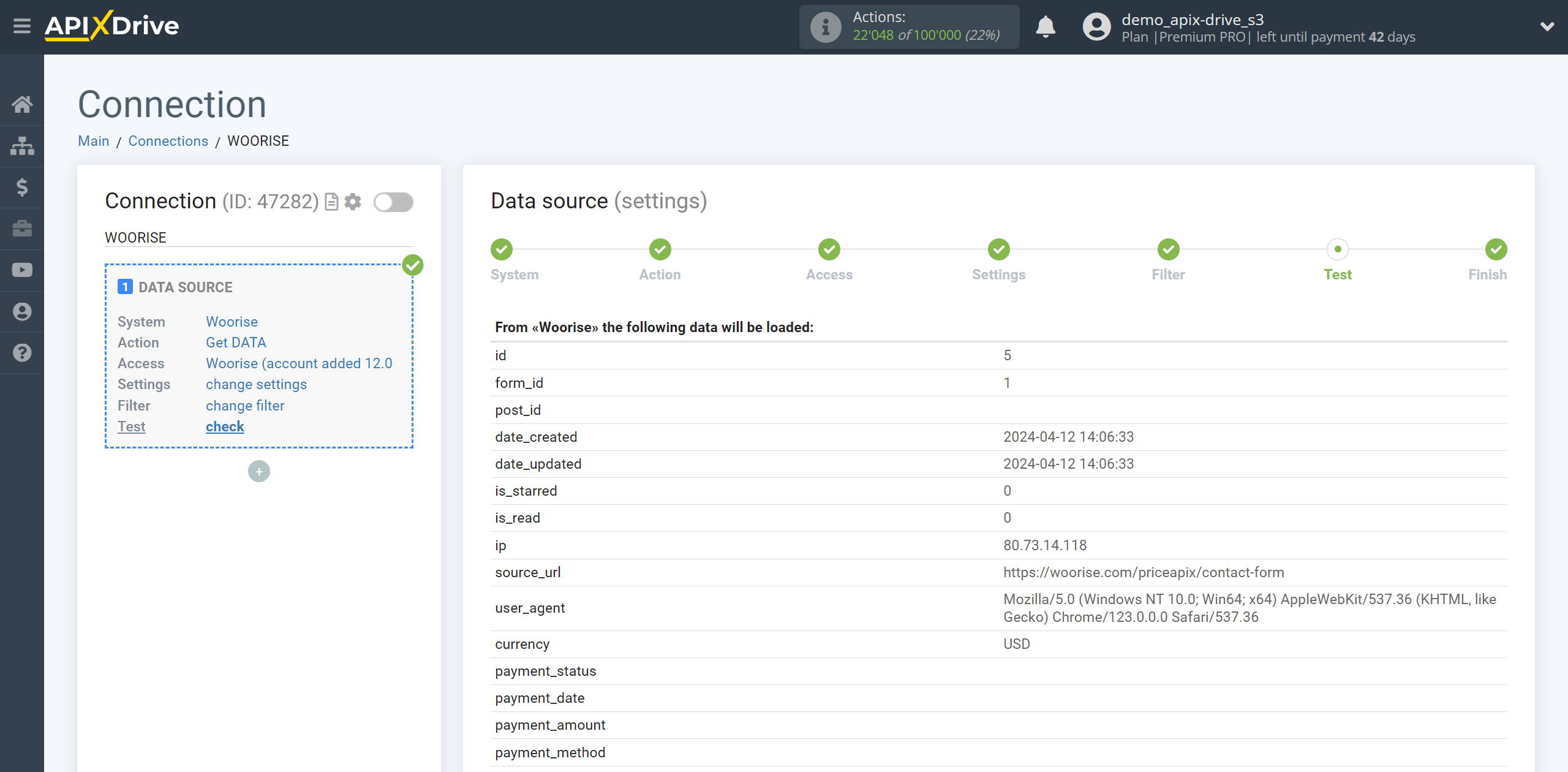 How to Connect Woorise as Data Source | Test data