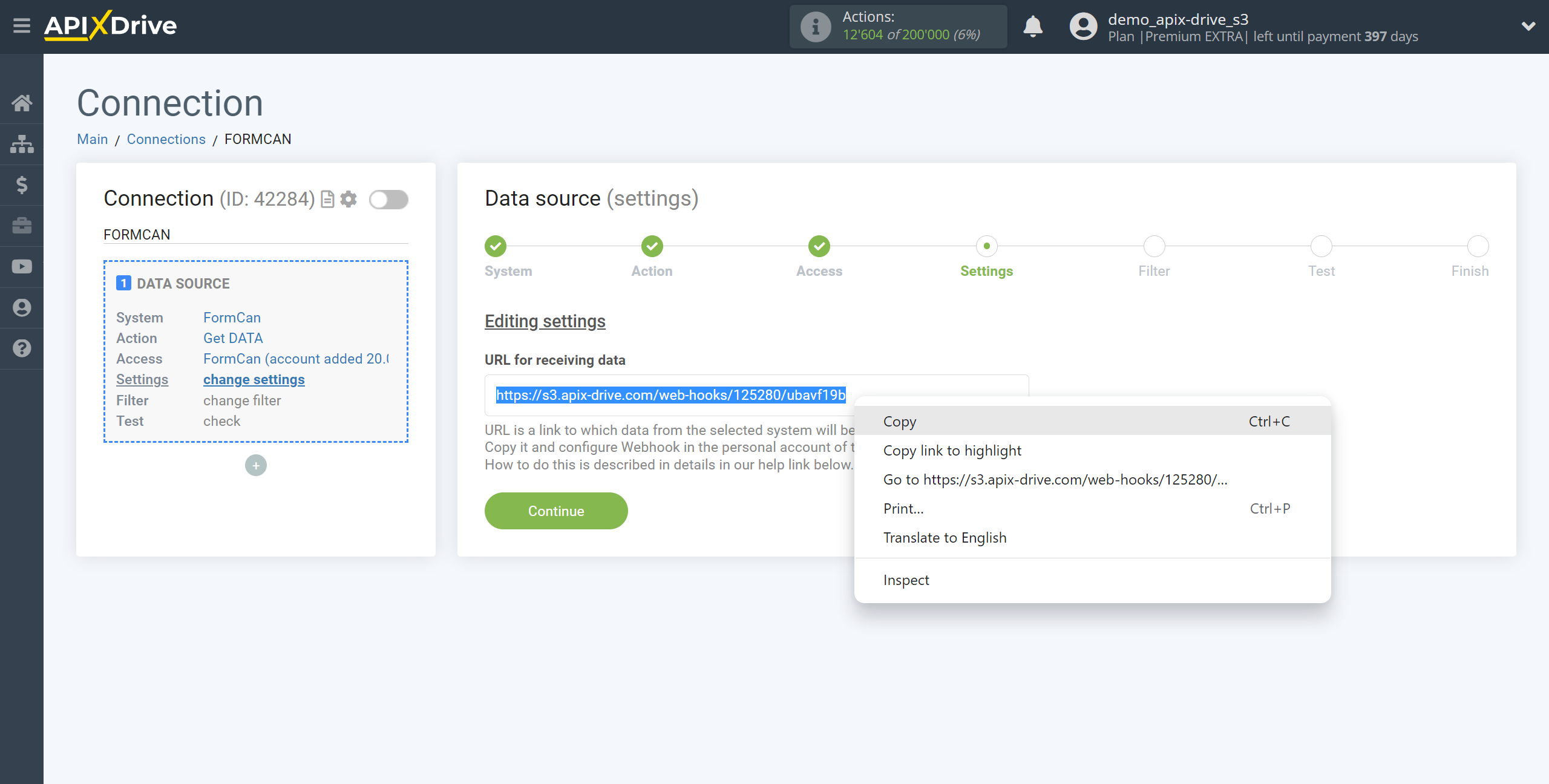 How to Connect FormCan as Data Source | URL for receiving data