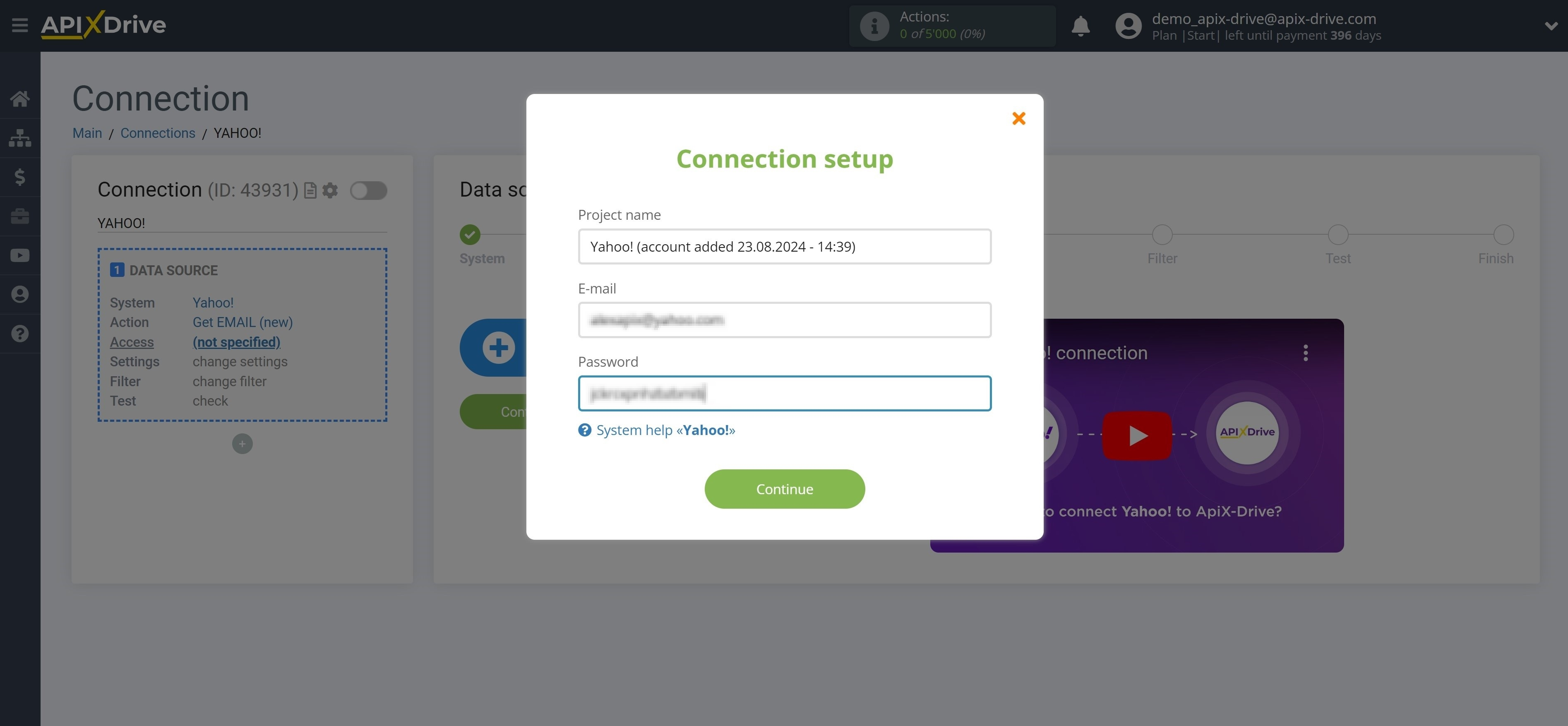 How to Connect Yahoo! as Data Source | Account connection