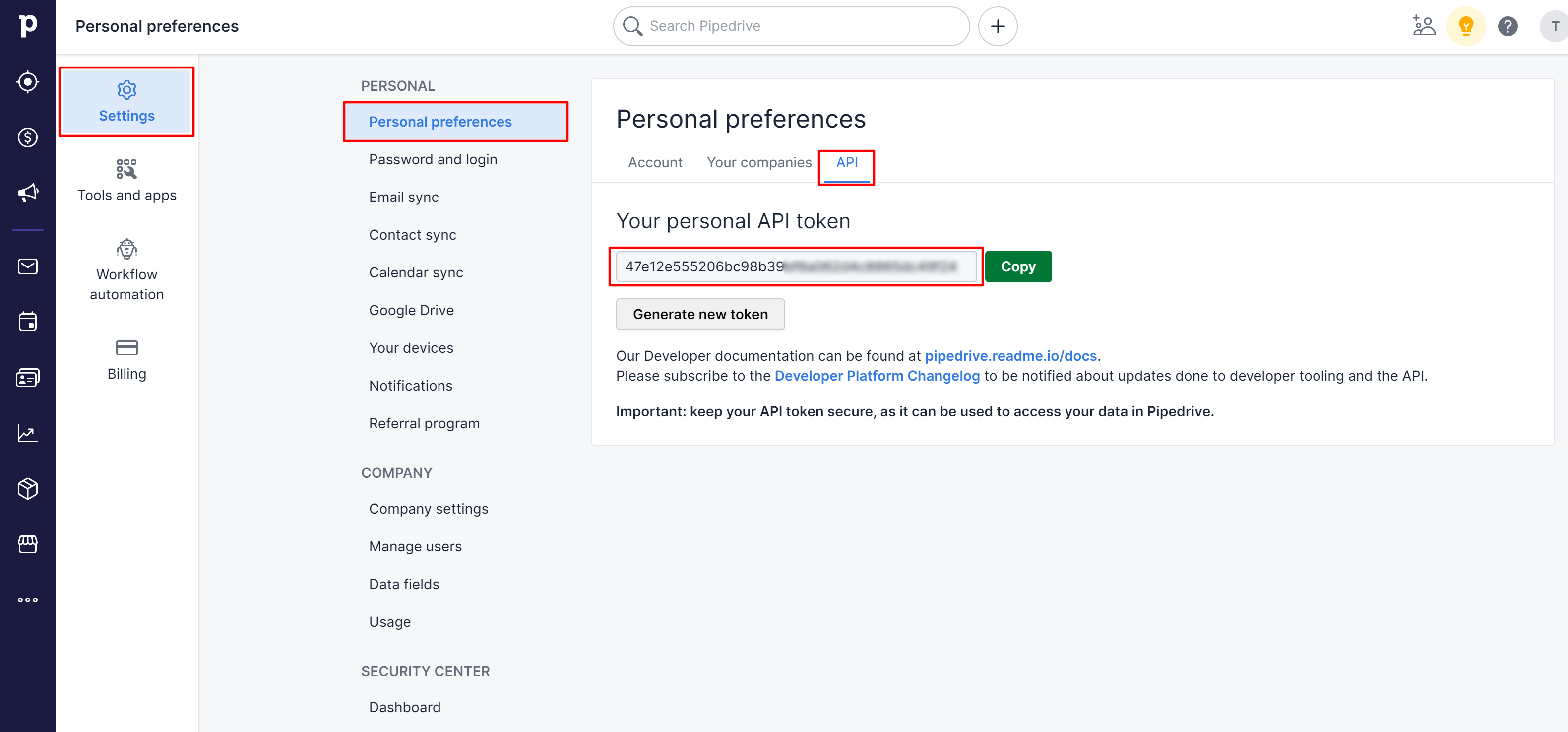 How to Connect Pipedrive as Data Destination | API key in Pipedrive account