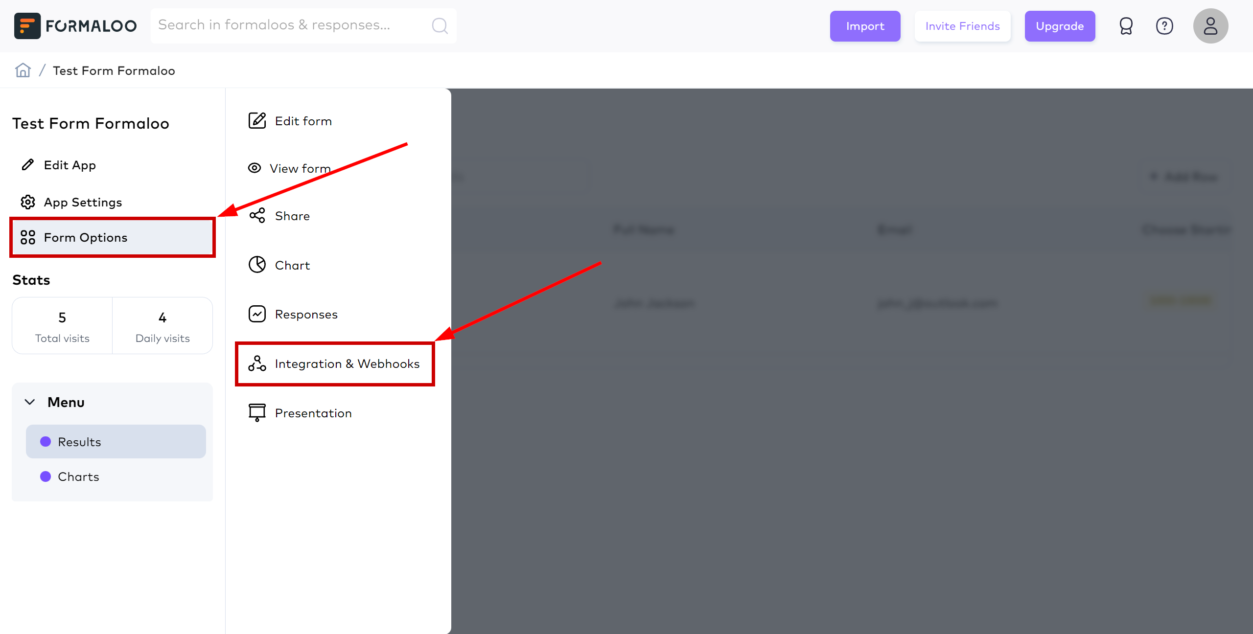 How to Connect Formaloo as Data Source | Navigating to Webhooks Settings