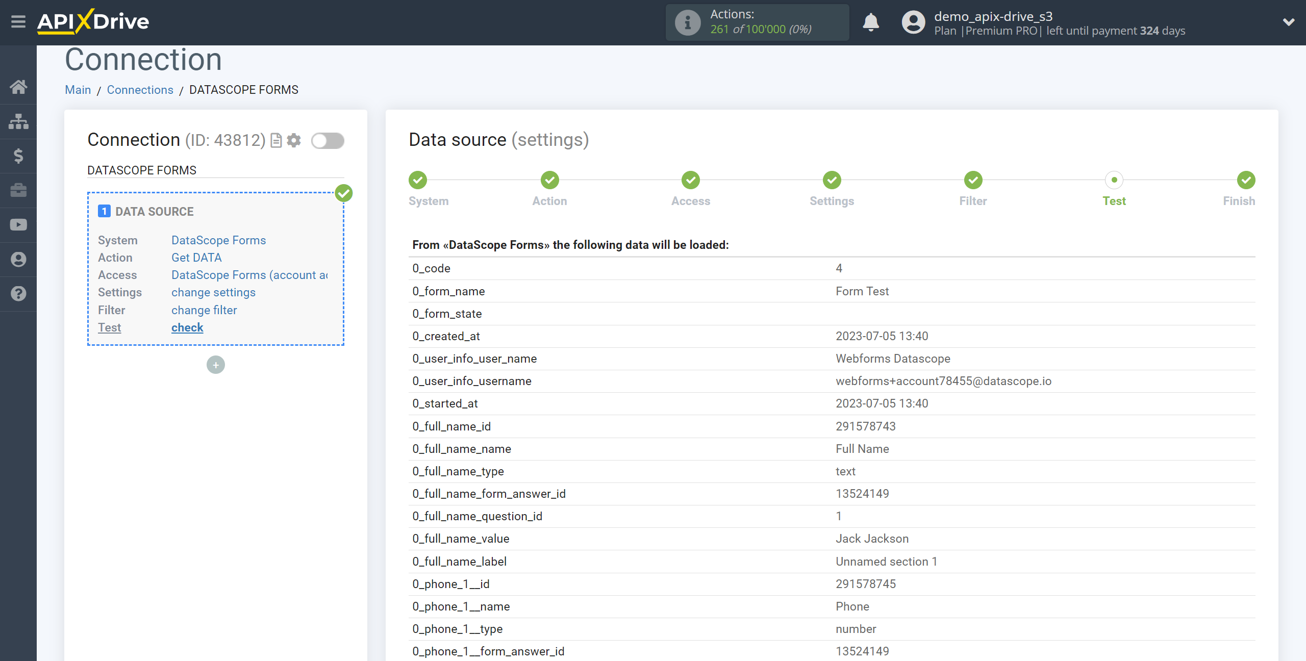 How to Connect DataScope Forms as Data Source | Test data