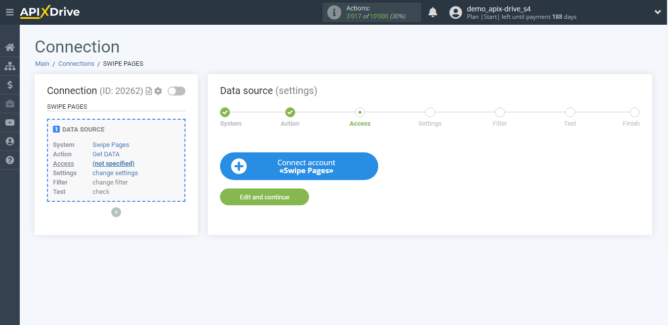 How to Connect Swipe Pages as Data Source | Account connection