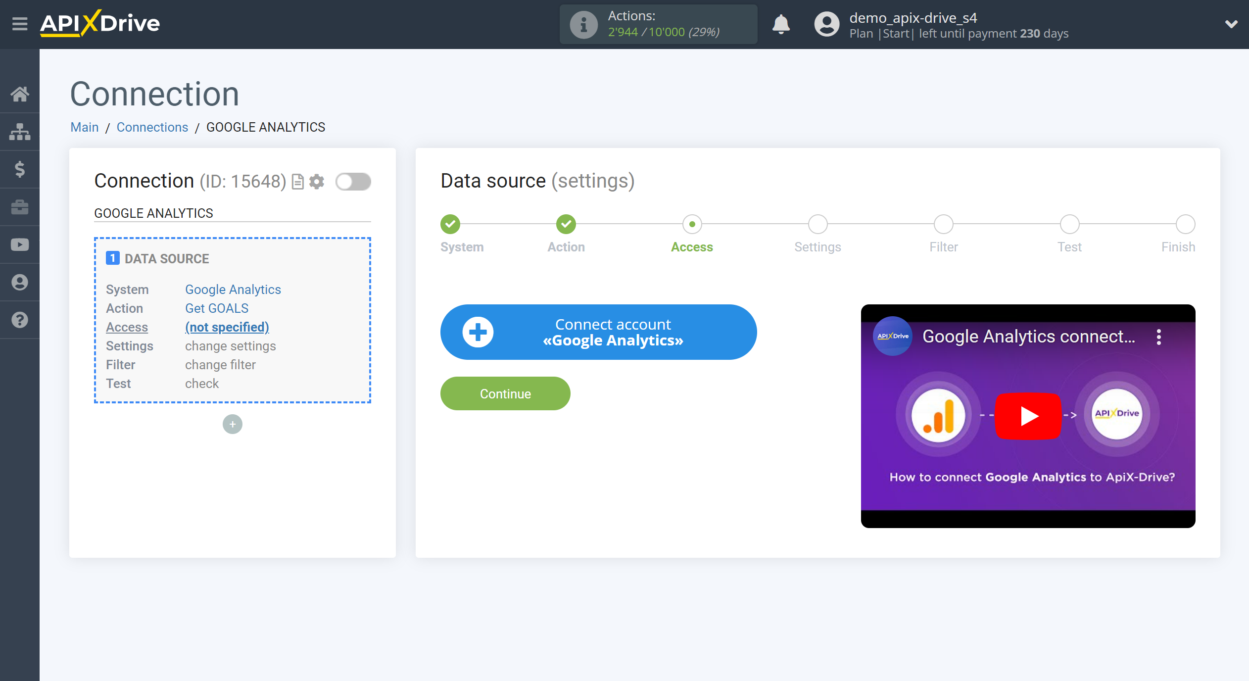 How to Connect Google Analytics as Data Source | Account connection