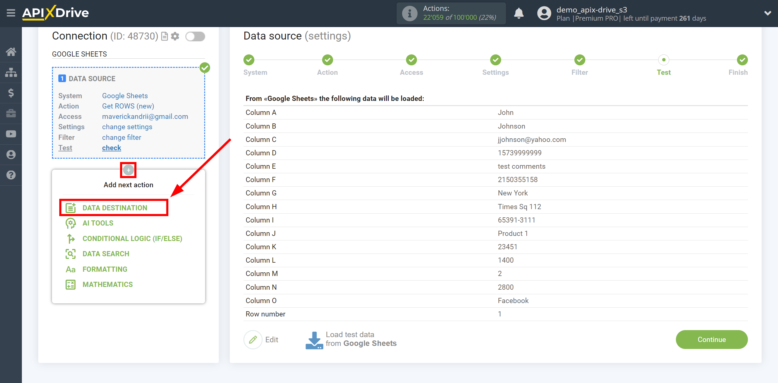 How to setup MySQL Update Row / Add Row | Start setting up Data Destination