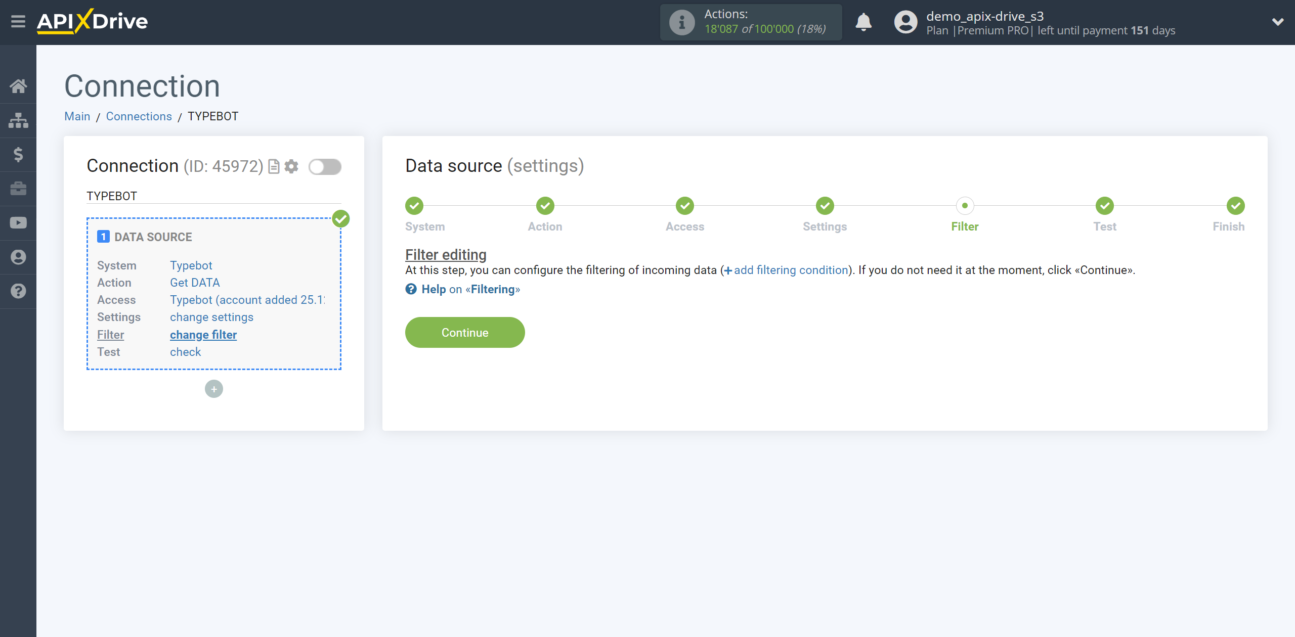 How to Connect Typebot as Data Source | Data filter