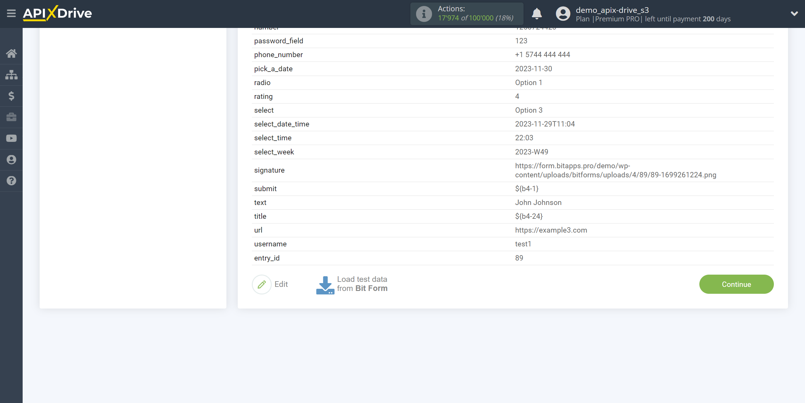 How to Connect Bit Form as Data Source | Test data