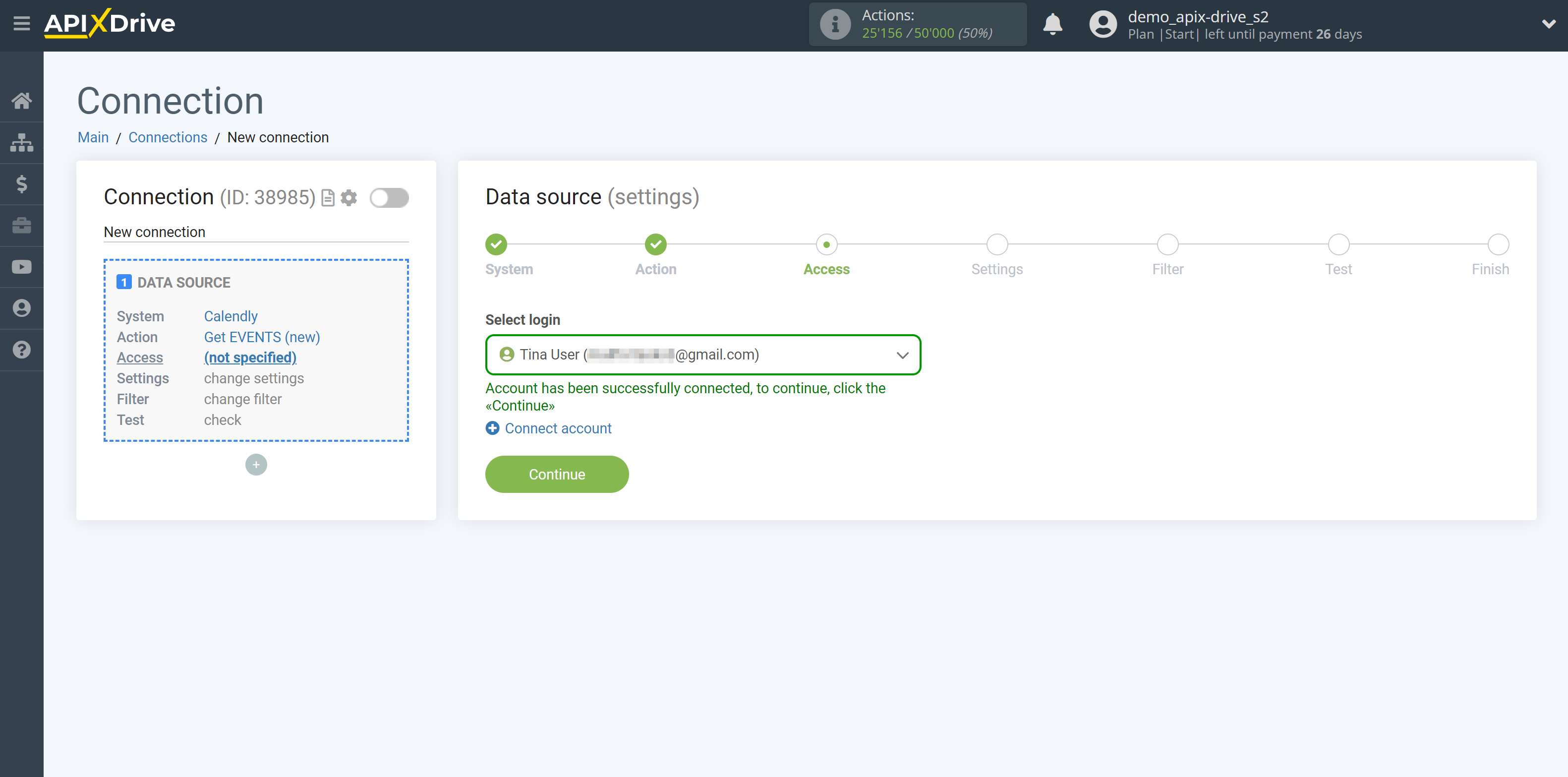 How to Connect Calendly as Data Source | Account selection