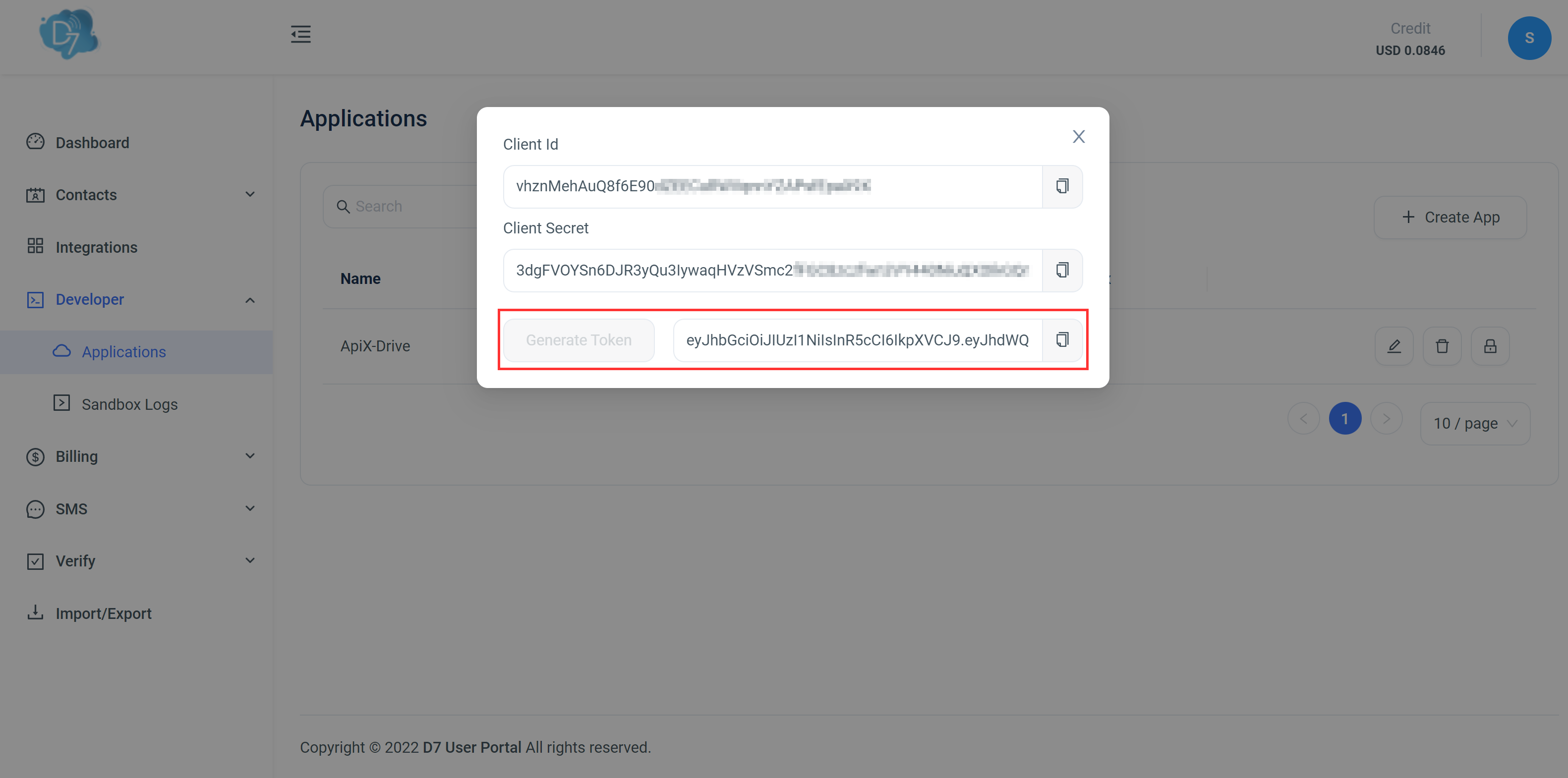 How to Connect D7 SMS as Data Destination | API key access