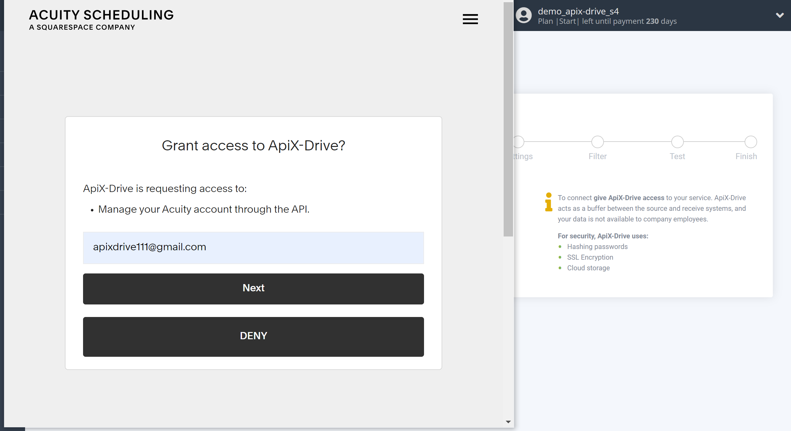 How to Connect Acuity Scheduling as Data Destination | Account connection