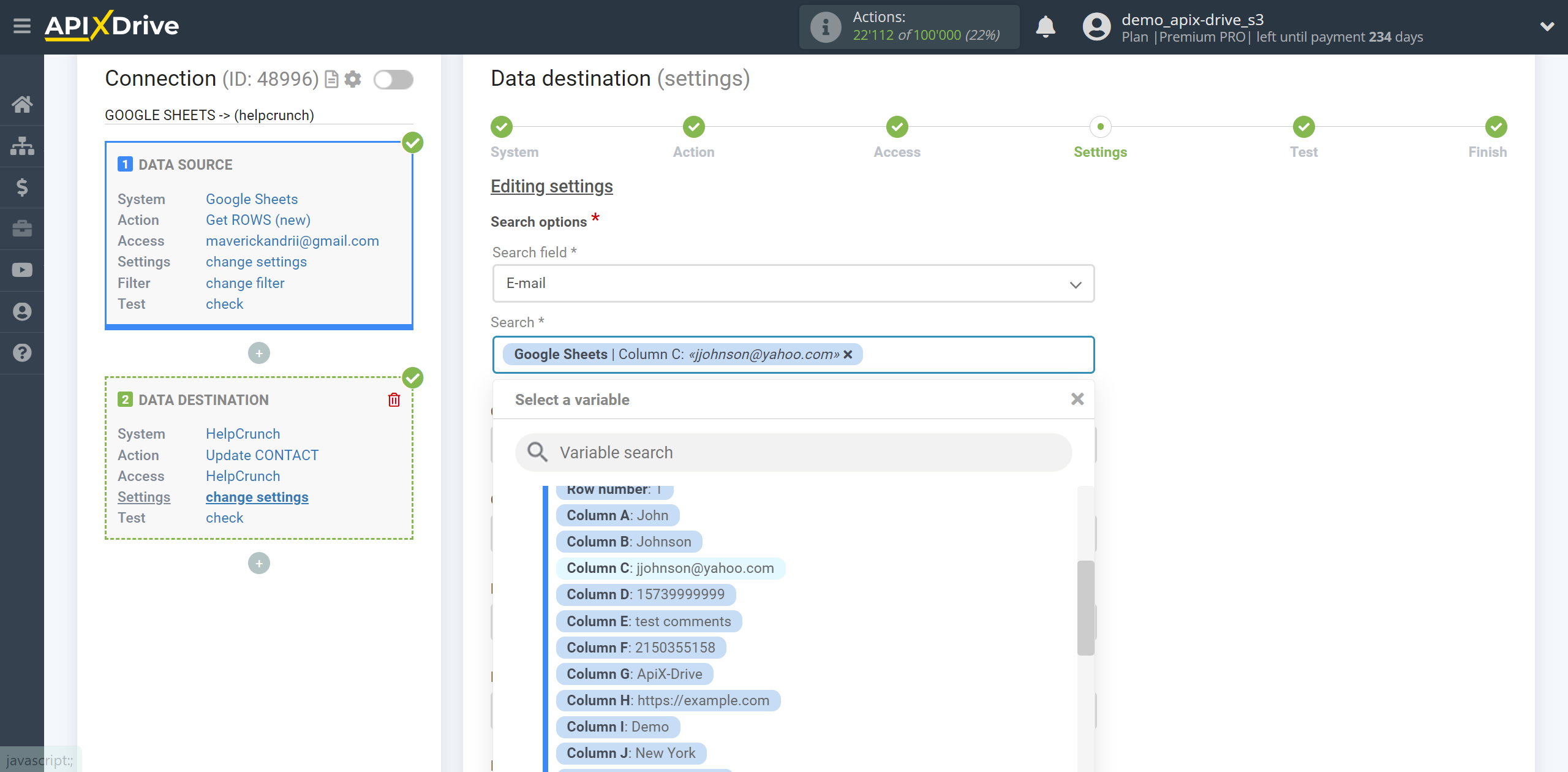 How to setup HelpCrunch Update Contact / Create Contact | Assigning Fields