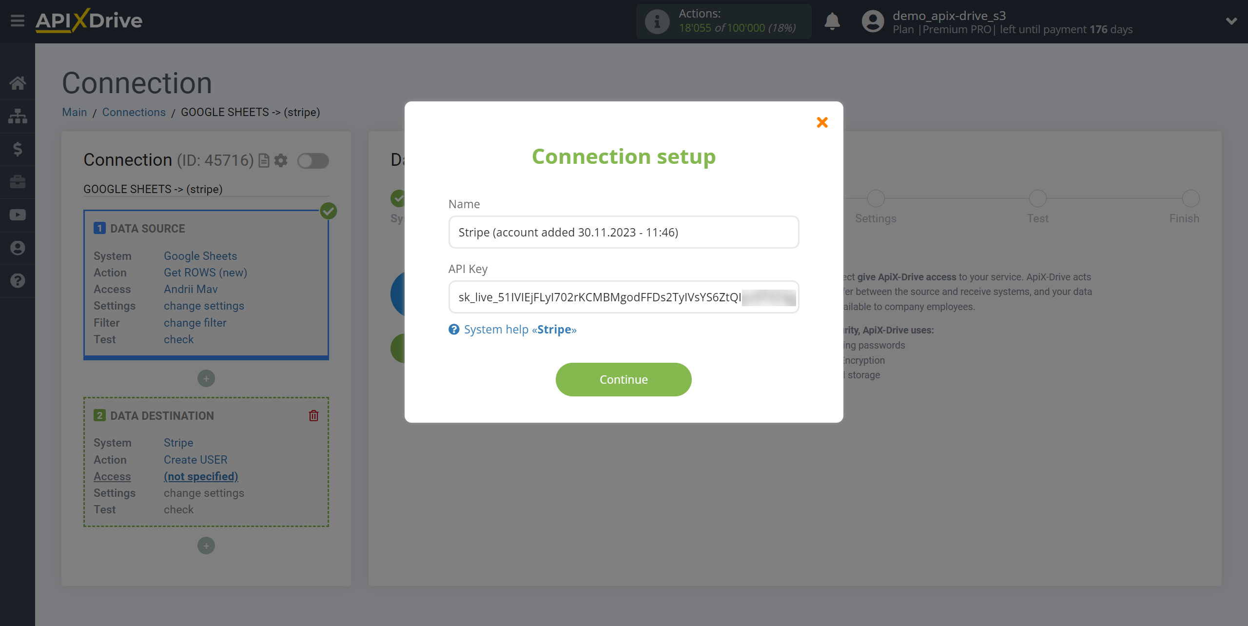 How to Connect Stripe as Data Destination | Connection setup