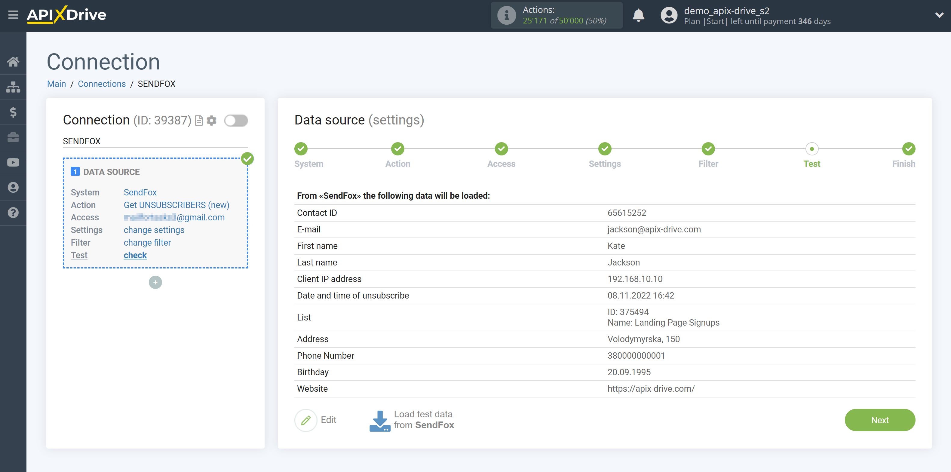 How to Connect SendFox as Data Source | Data Test