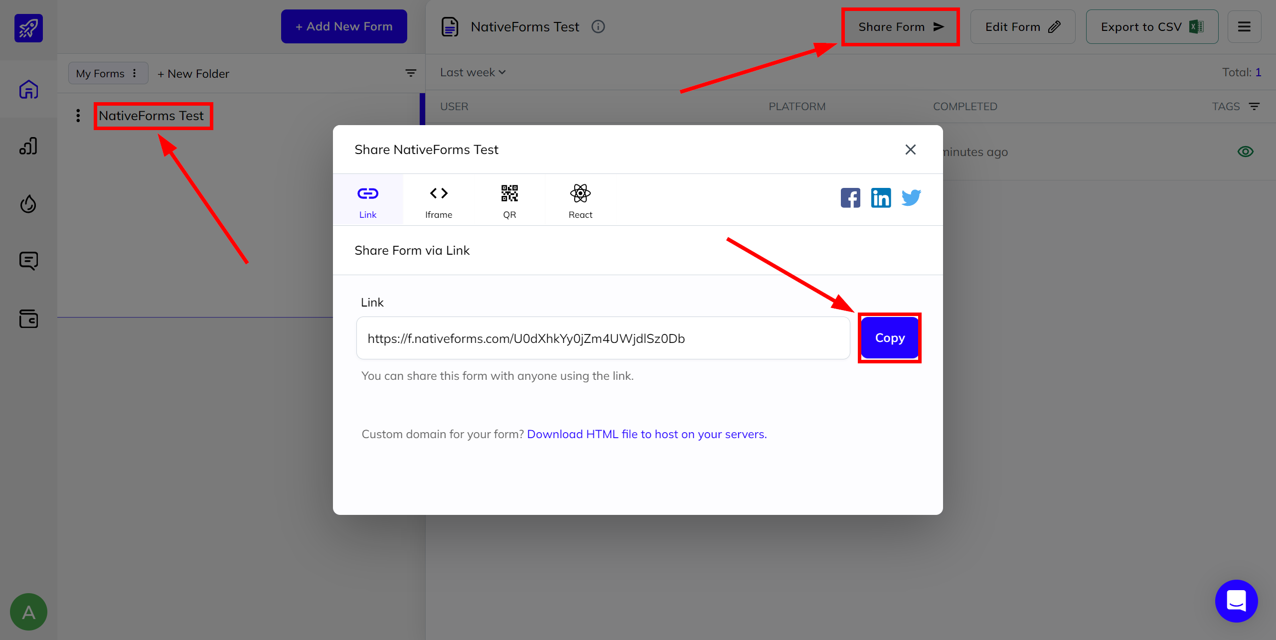 How to Connect NativeForms as Data Source | Generating test data from a form