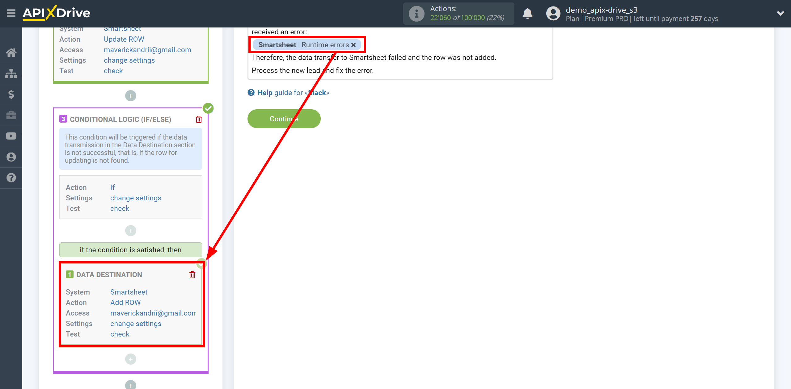 How to setup Smartsheet Update Row / Add Row | Adding fields with errors