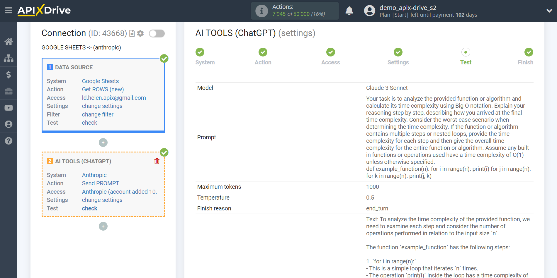 Setting up Anthropic in Google Sheets | Test data