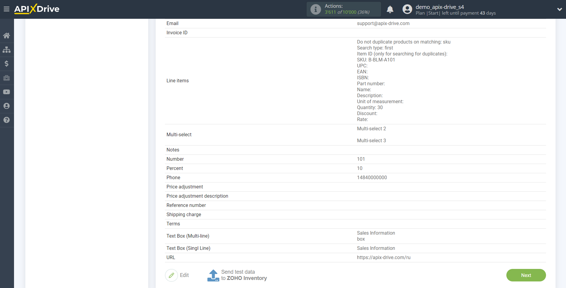 How to Connect Zoho Inventory as Data Destination | Data Test