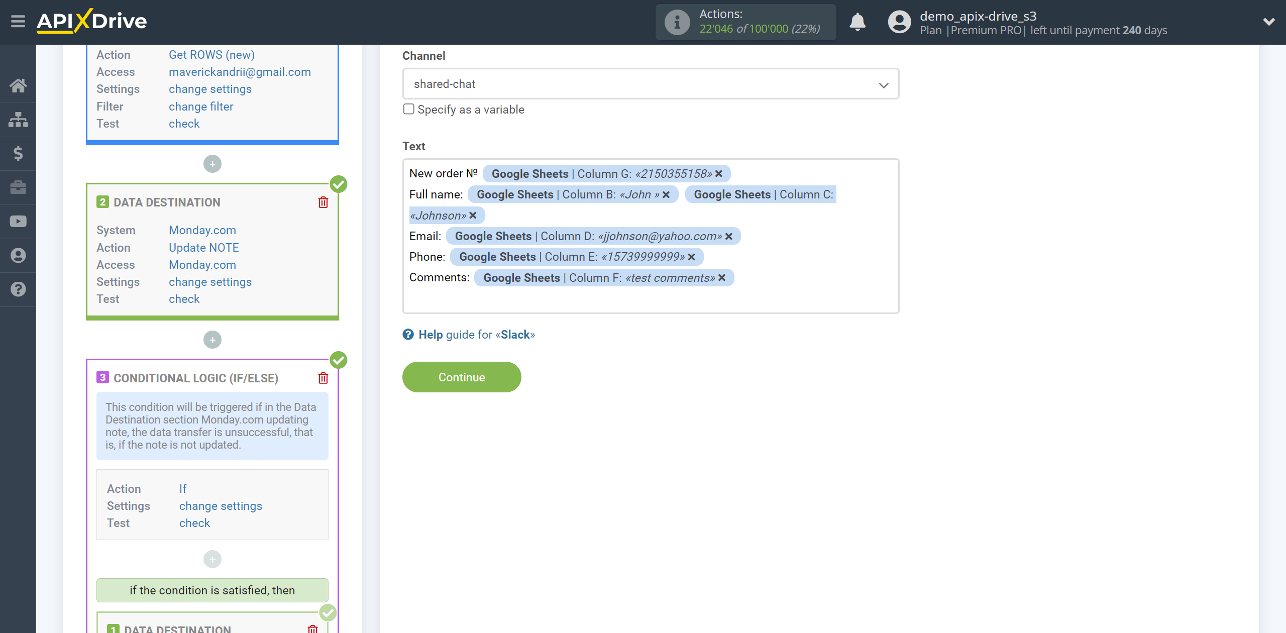 How to setup Monday.com Update Note / Create Note | Formation of a message