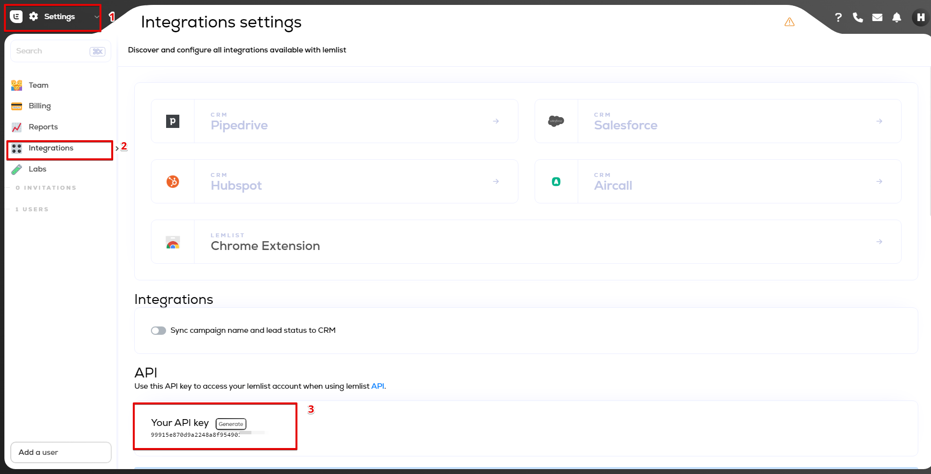 How to Connect Lemlist as Data Destination | Account connection