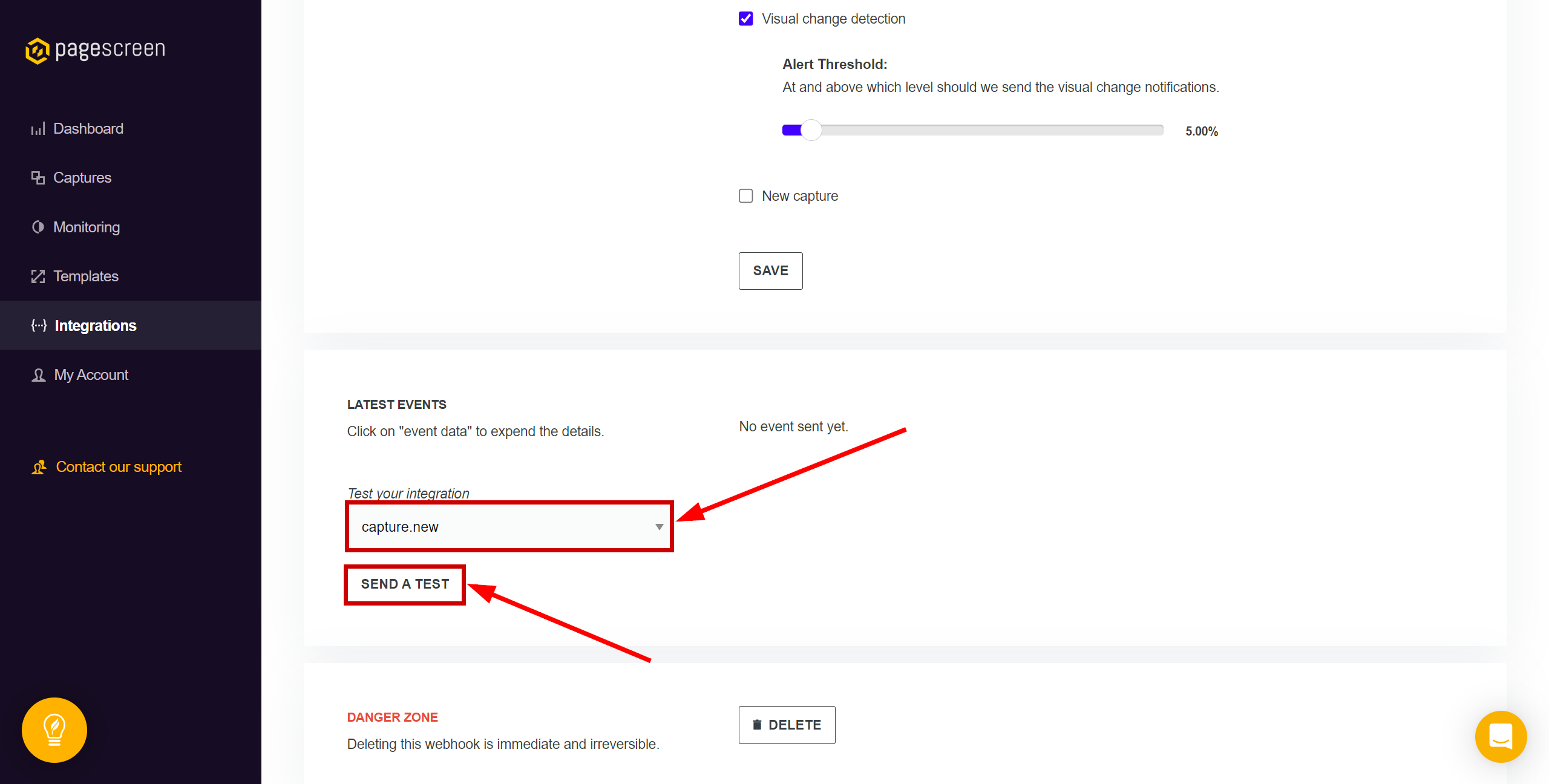 How to Connect Pagescreen as Data Source  | Sending test data