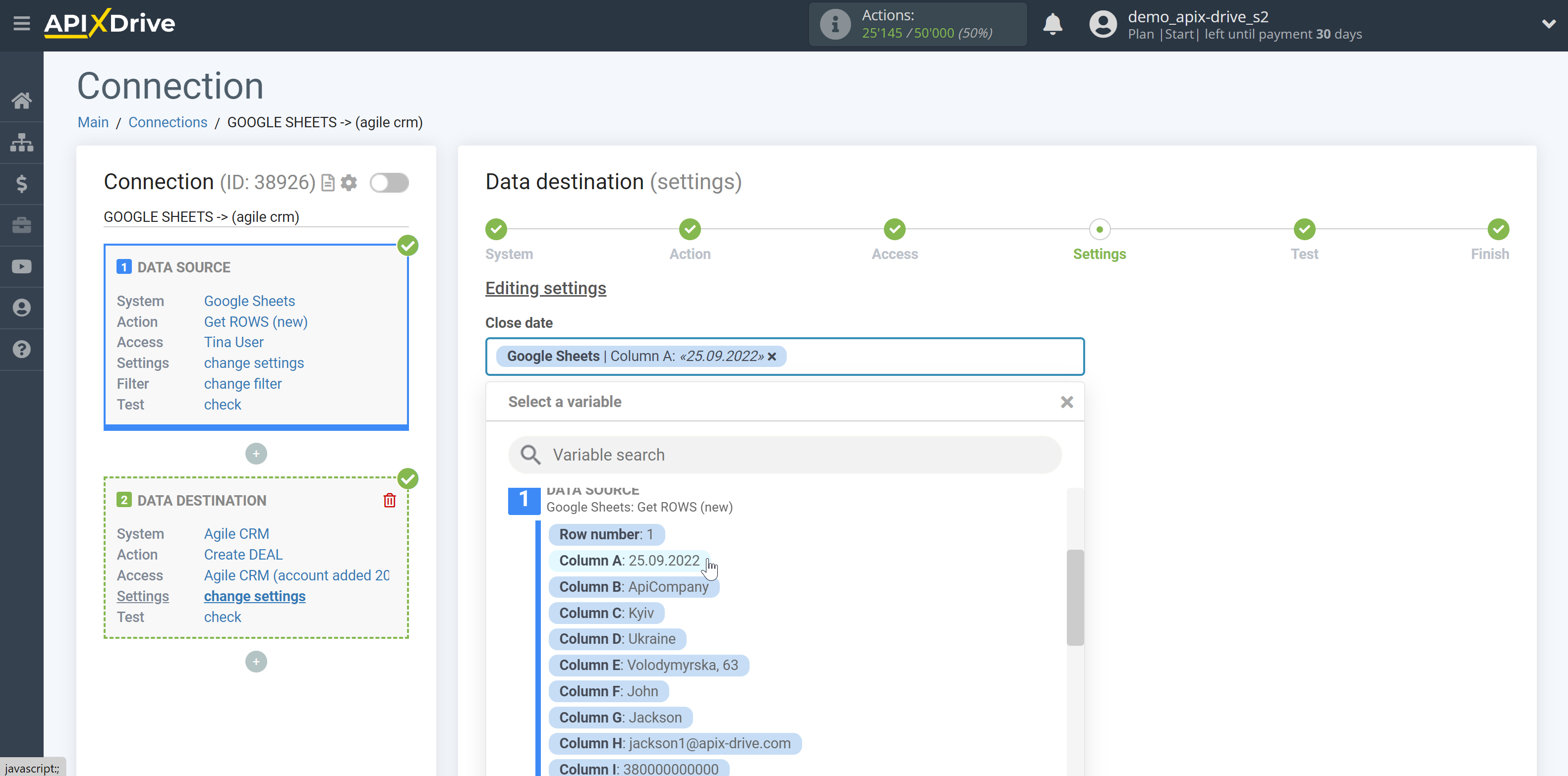 How to Connect AgileCRM as Data Destination | Assigning Fields