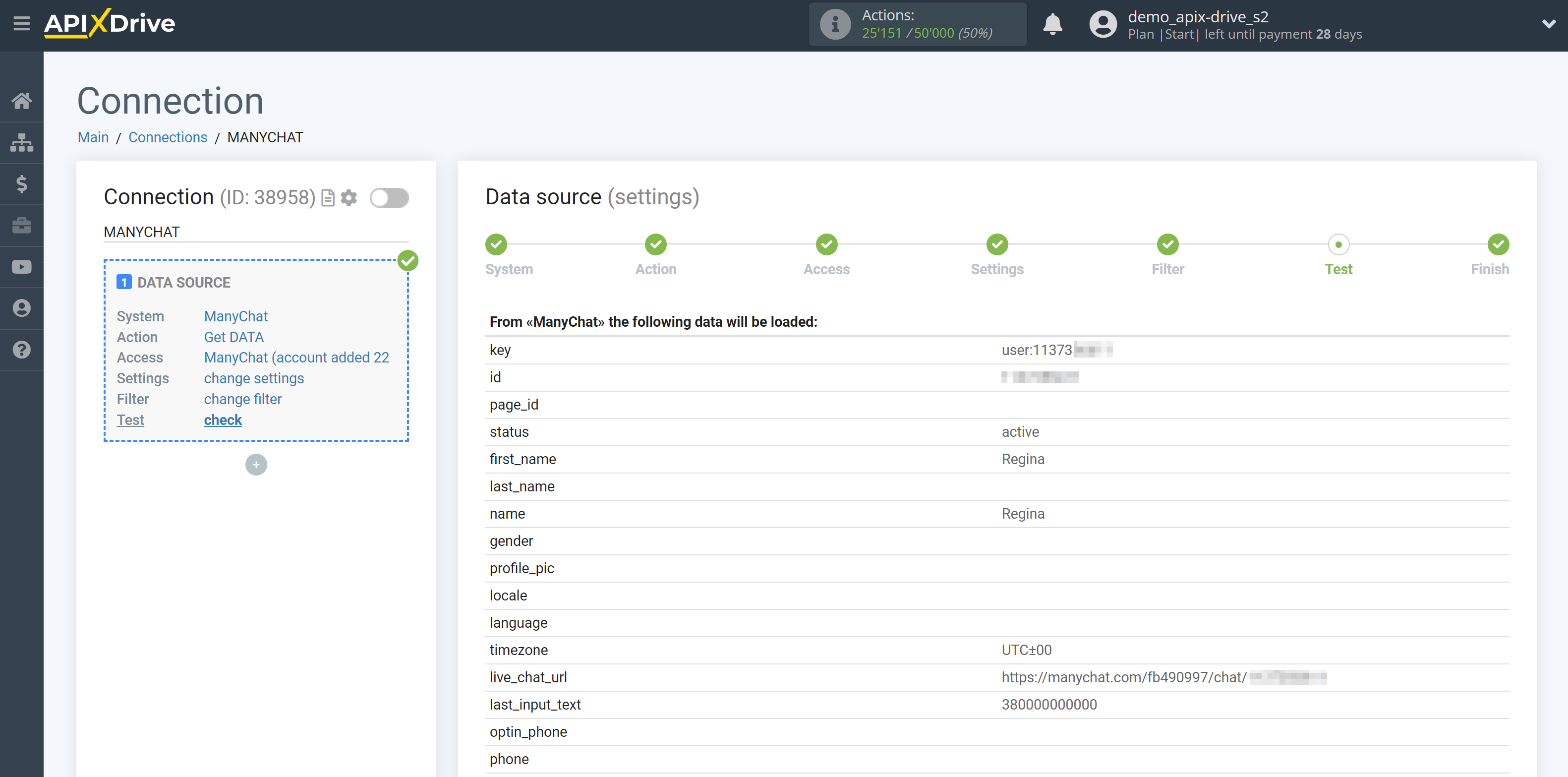 How to Connect ManyChat as Data Source | Data Test