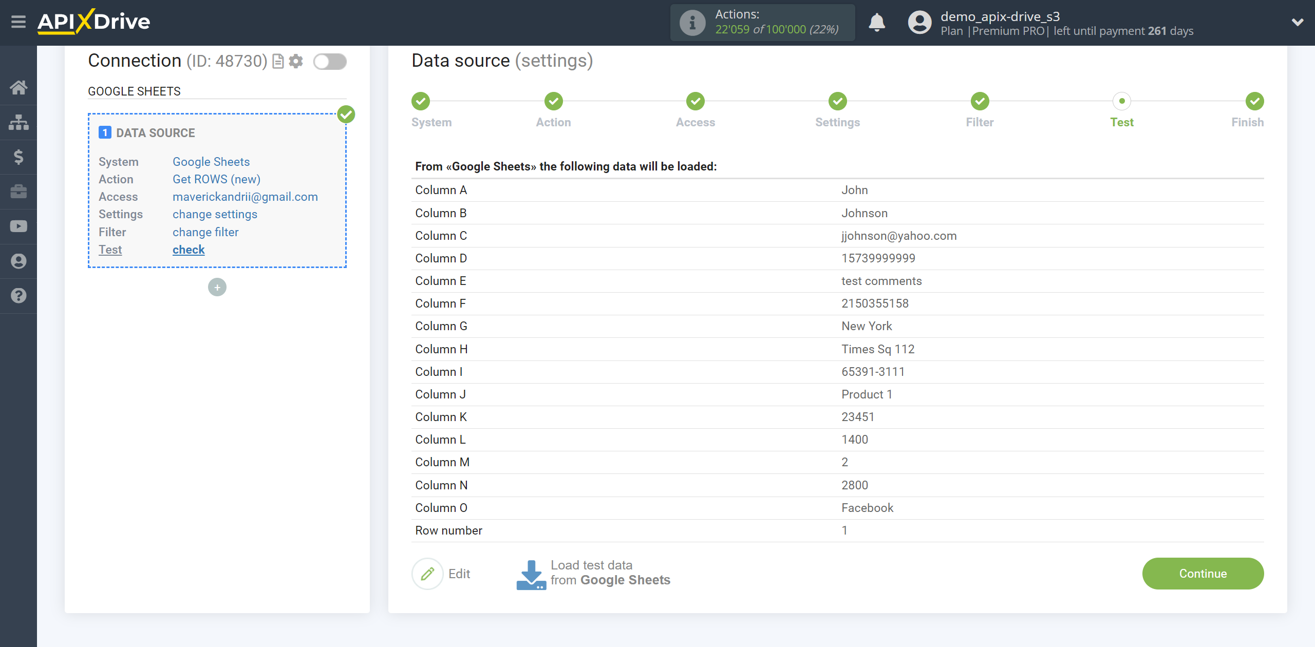 How to setup MySQL Update Row / Add Row | Test data