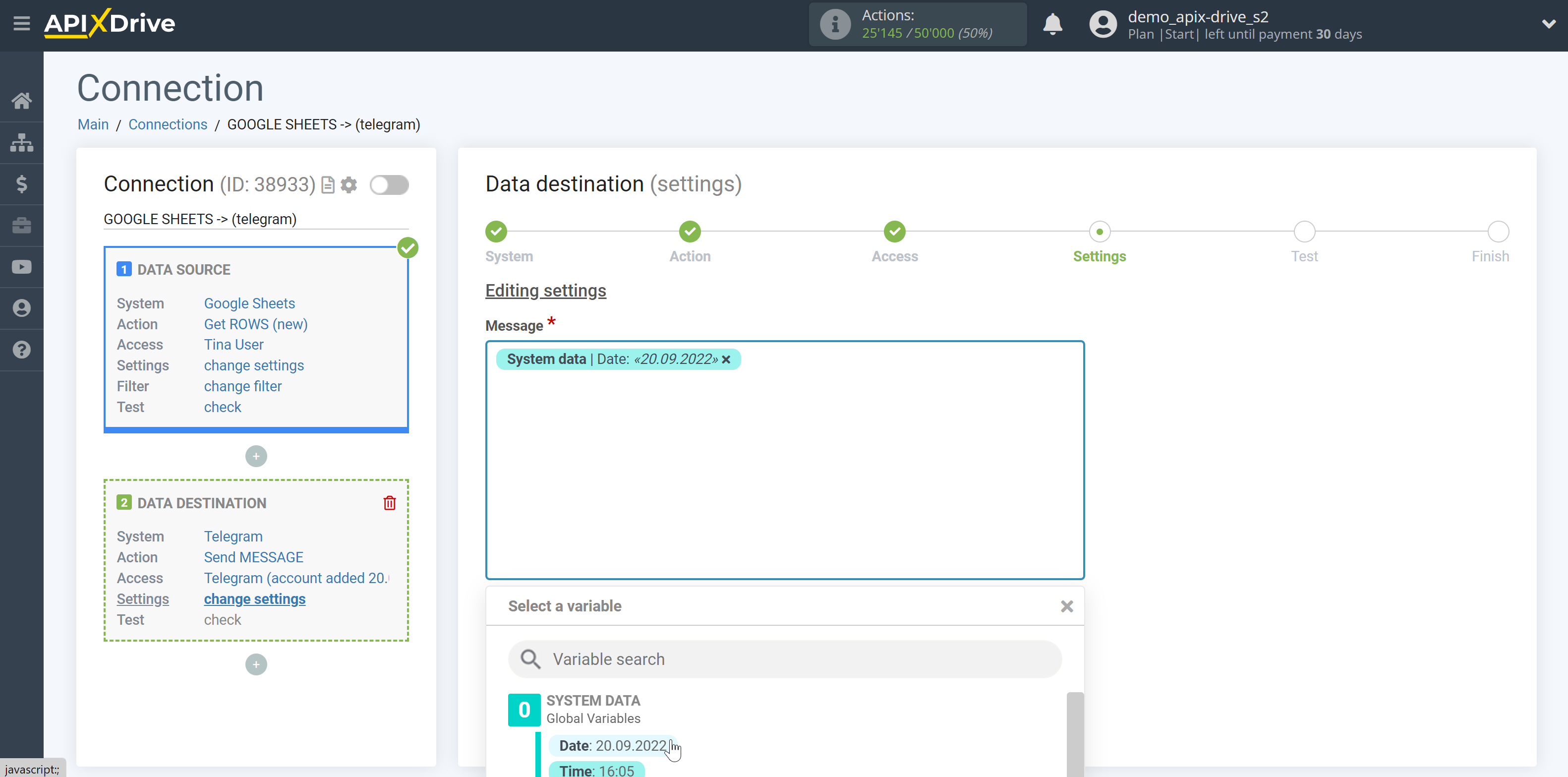 How to Connect Telegram as Data Destination | Assigning Field