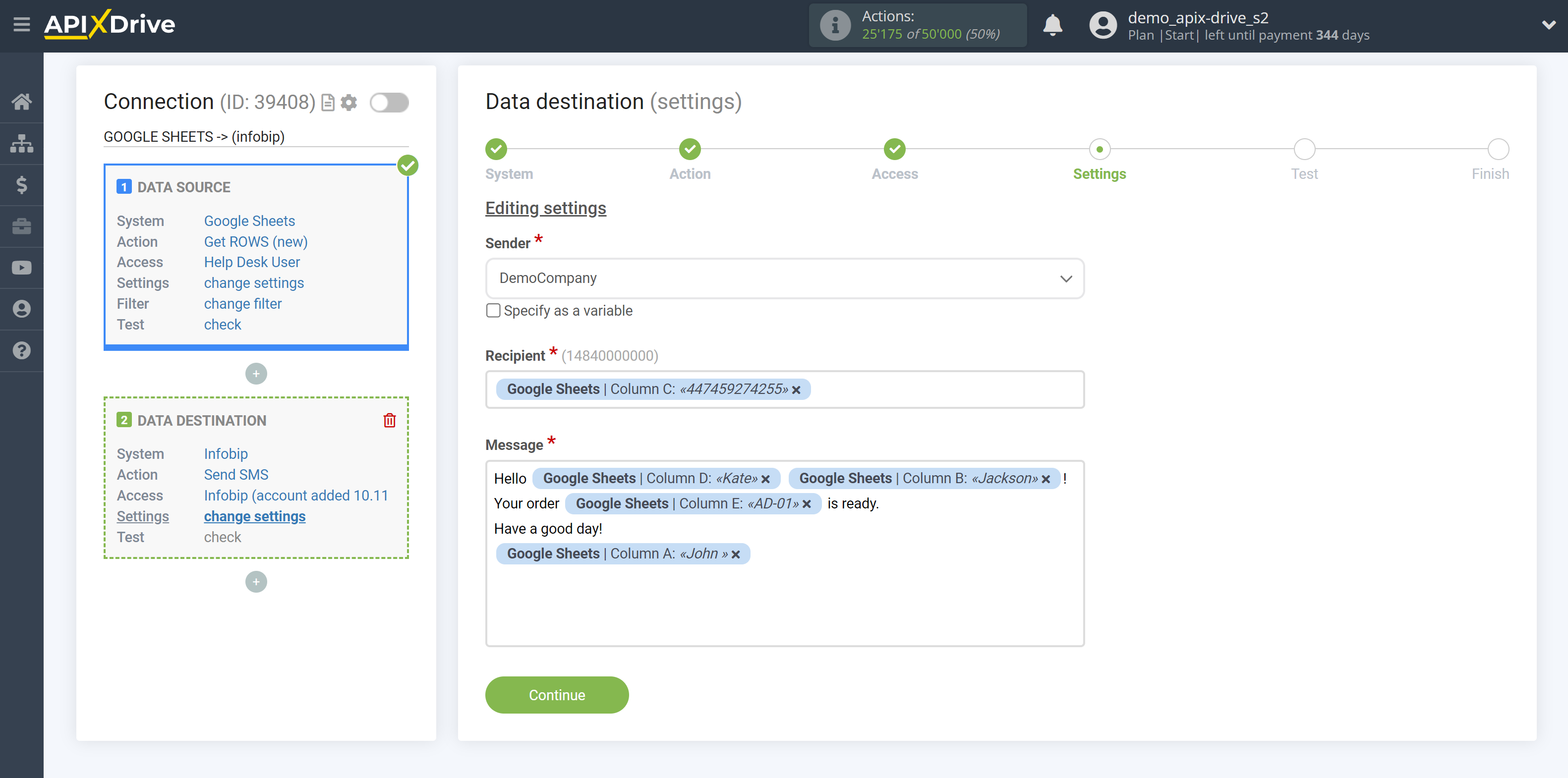 How to Connect Infobip as Data Destination | Assigning Fields