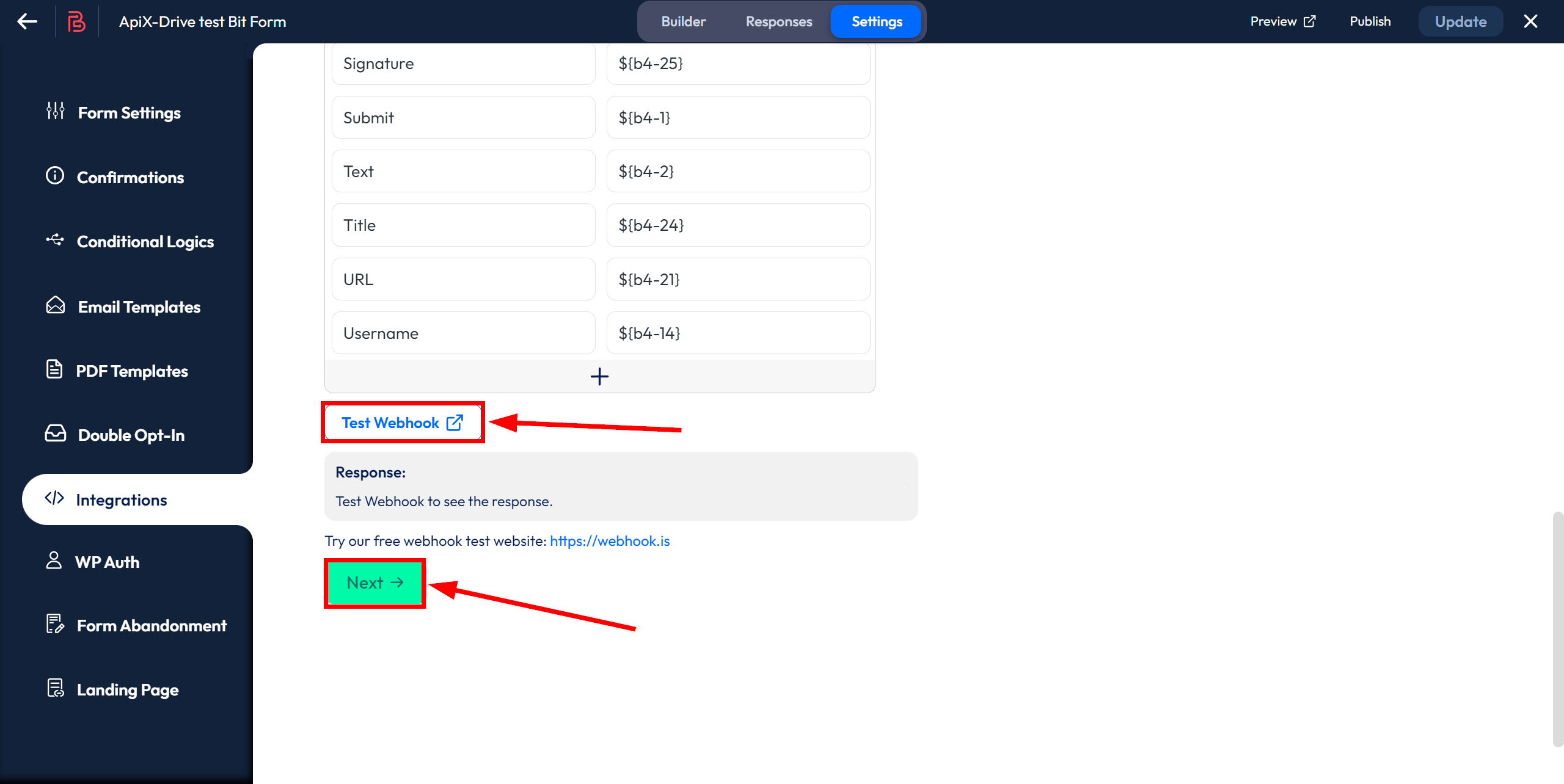 How to Connect Bit Form as Data Source | Webhook Setup