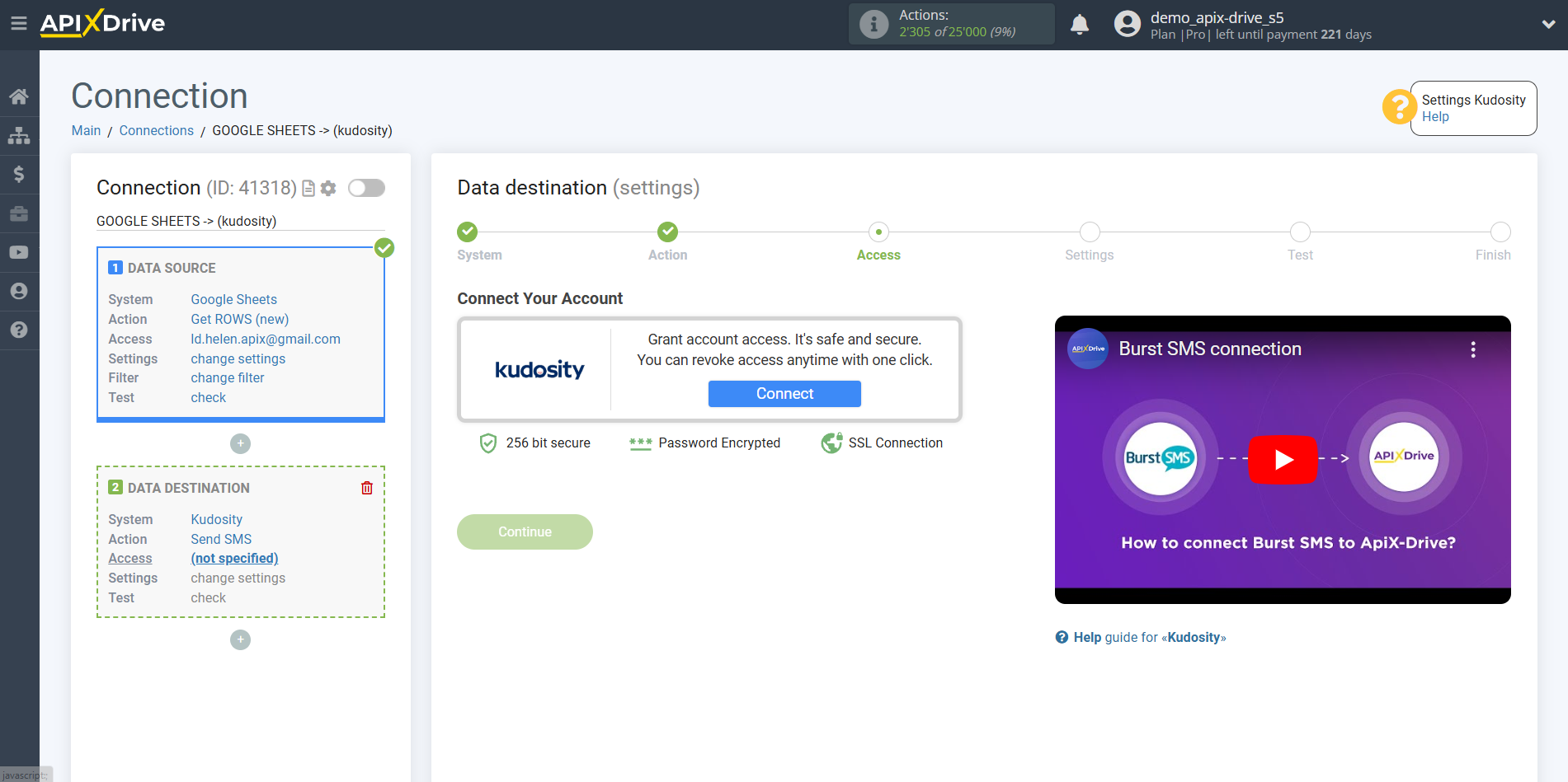 How to Connect Kudosity as Data Destination | Account connection