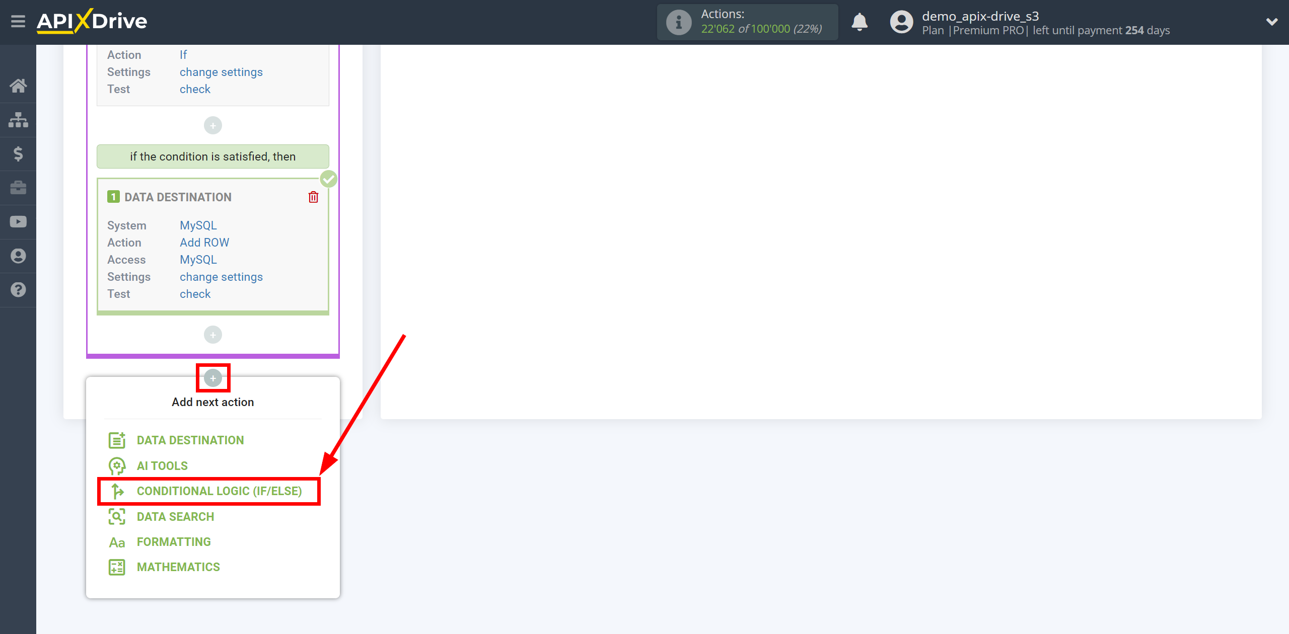 How to setup MySQL Update Row / Add Row | Start setting up the additional Logic section